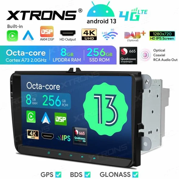 XTRONS IQ92MTVP Radio do Golf Passat Polo Tiguan Touran GPS Android 12 8 GB + 256