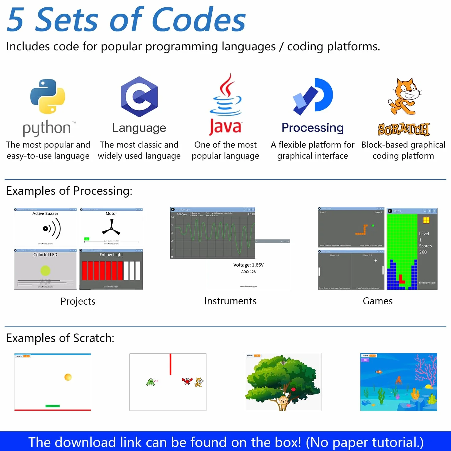 Freenove Ultimate Starter Kit for Raspberry Pi 5 4 B 3 B+ 400 Zero 2 W, 962-Page Detailed Tutorial, Python C Java Scratch Processing Code, 223 Items, 128 Projects (Raspberry Pi NOT Included)