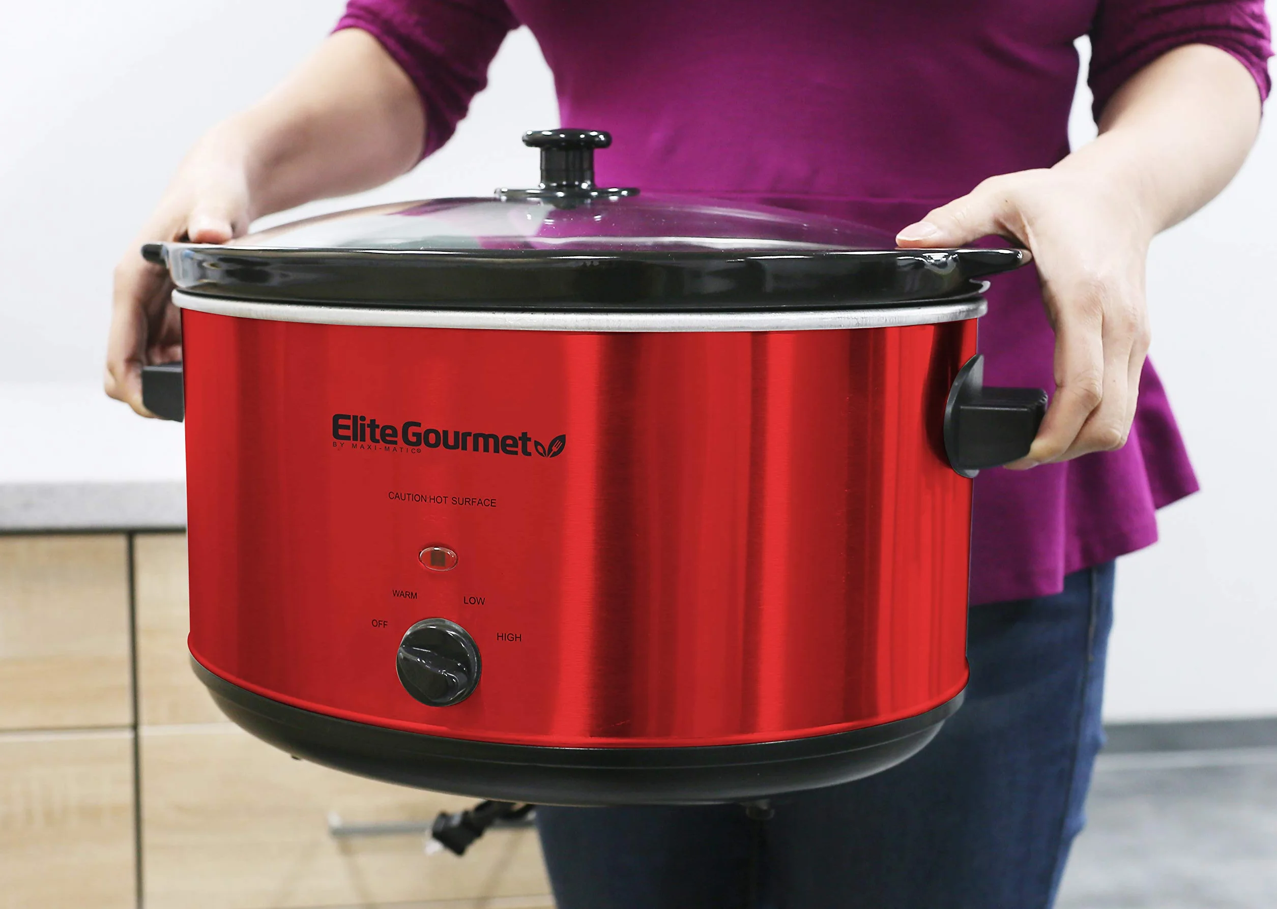 Elite Gourmet MST-900RXT garnek elektryczny ceramiczny 8 l regulowana temperatura szklana pokrywka