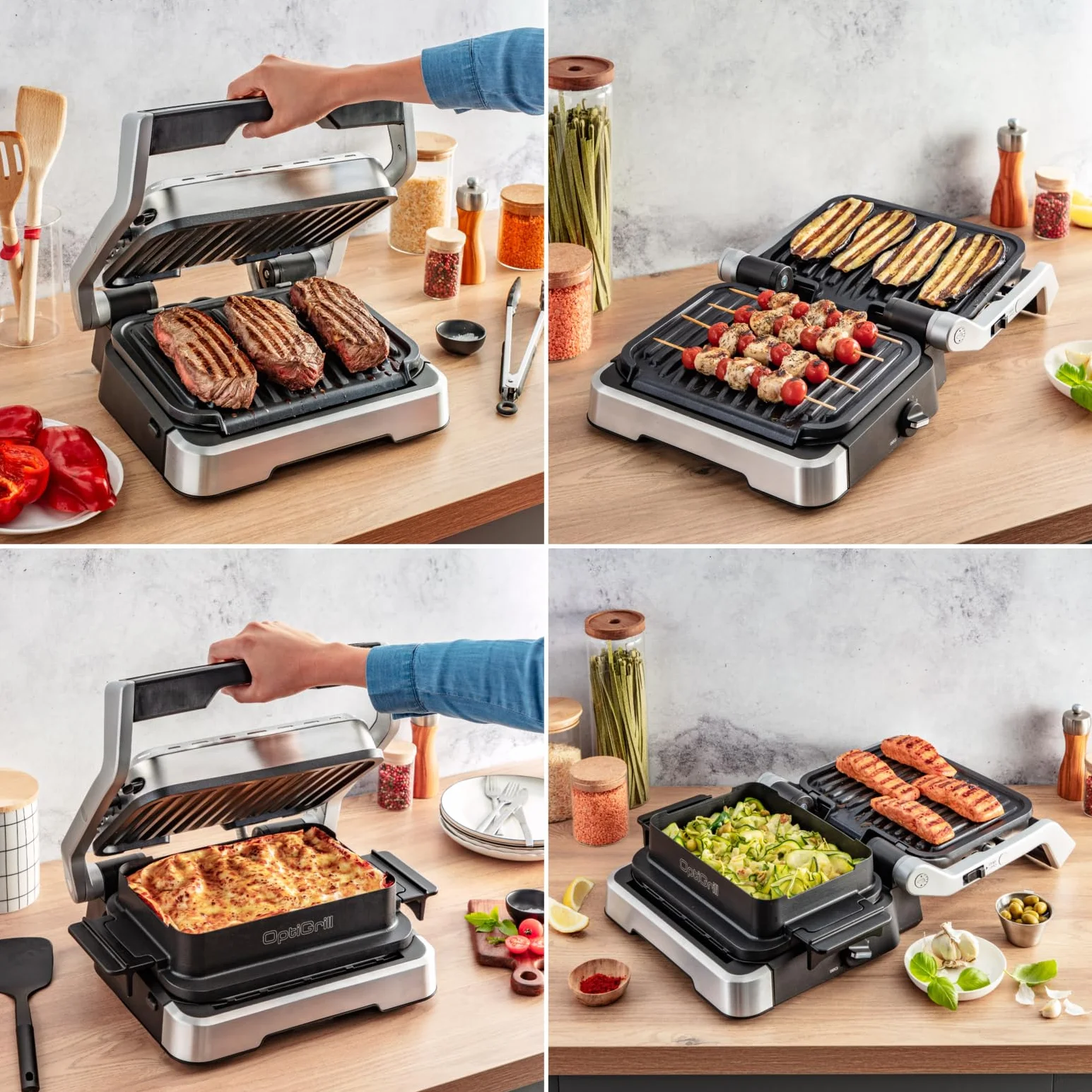 TEFAL GC776D10 Optigrill Grill 9 Programów 2100 W Srebrny