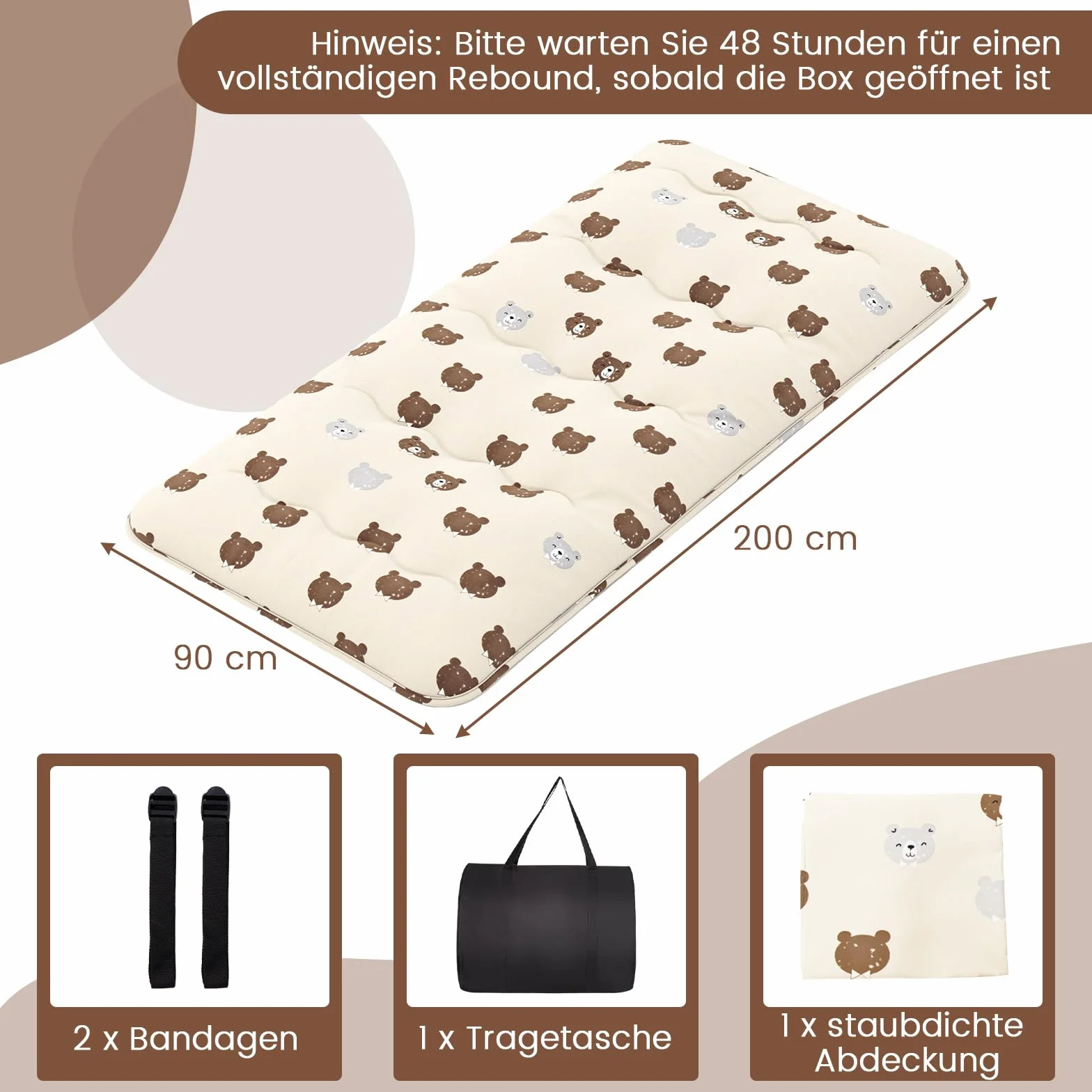 COSTWAY Japoński materac futon składany 90x200 cm z poszewką do prania