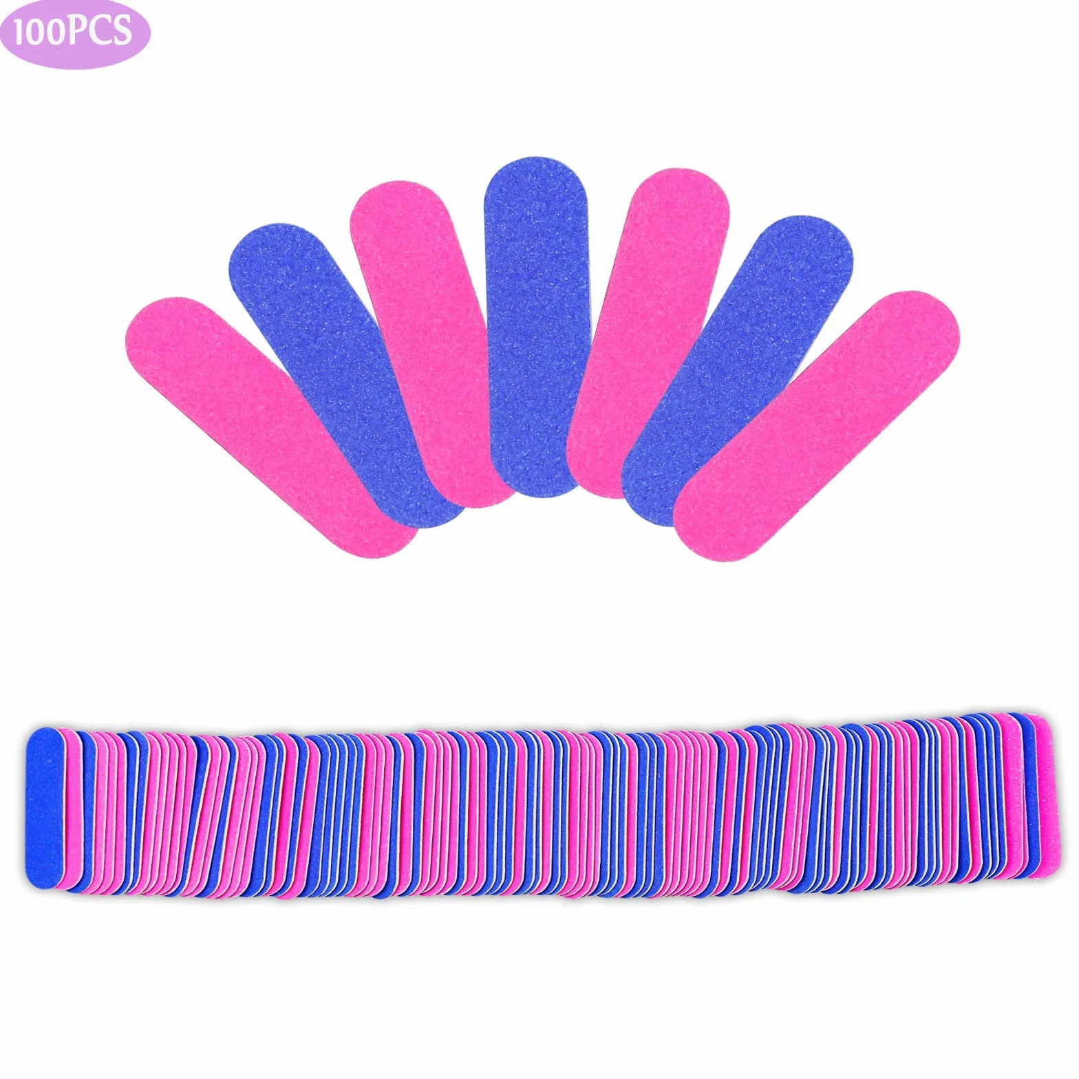 100 mini pilników do paznokci 180/240 Grit dwustronne jednorazowe pilniki do manicure, salonu i domu