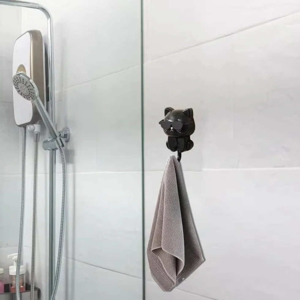 Cartoon Cat Key Holder samoprzylepny haczyk na płaszcz