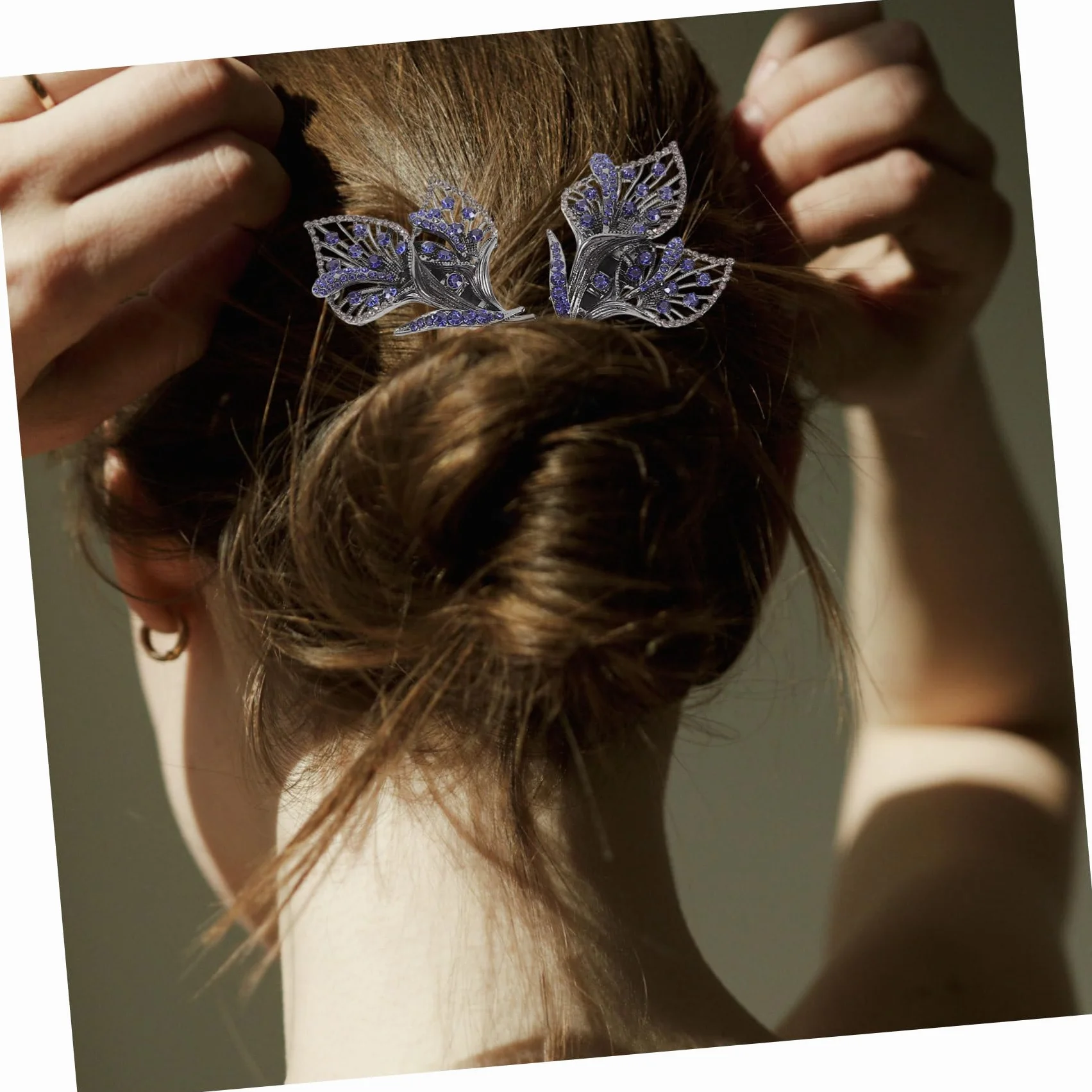 WOONEKY 2kawałki Klipsy Do Włosów Stylu Francuskim Twisted Hairpin Do Upinania Włosów Kwiatowy Dodatek i Urodziny Dla Cienkich i Grubych