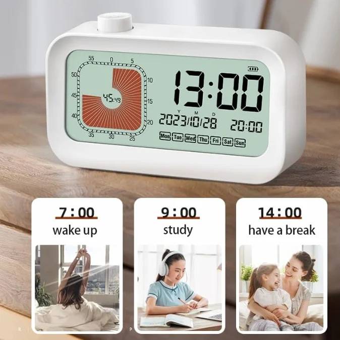Cyfrowy zegar z wyświetlaczem 3 w 1 timer odliczanie 60 minut biały do domu kuchni szkoły