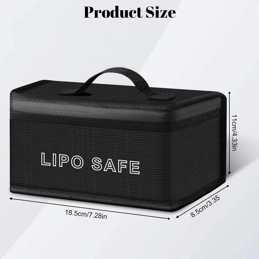 Vicloon Torba na baterie Lipo, ognioodporna torba na baterie, ognioodporne bezpieczne przechowywanie z podwójnym zamkiem i trwała uchwytem, torba ochronna na baterie Lipo do przechowywania, transportu