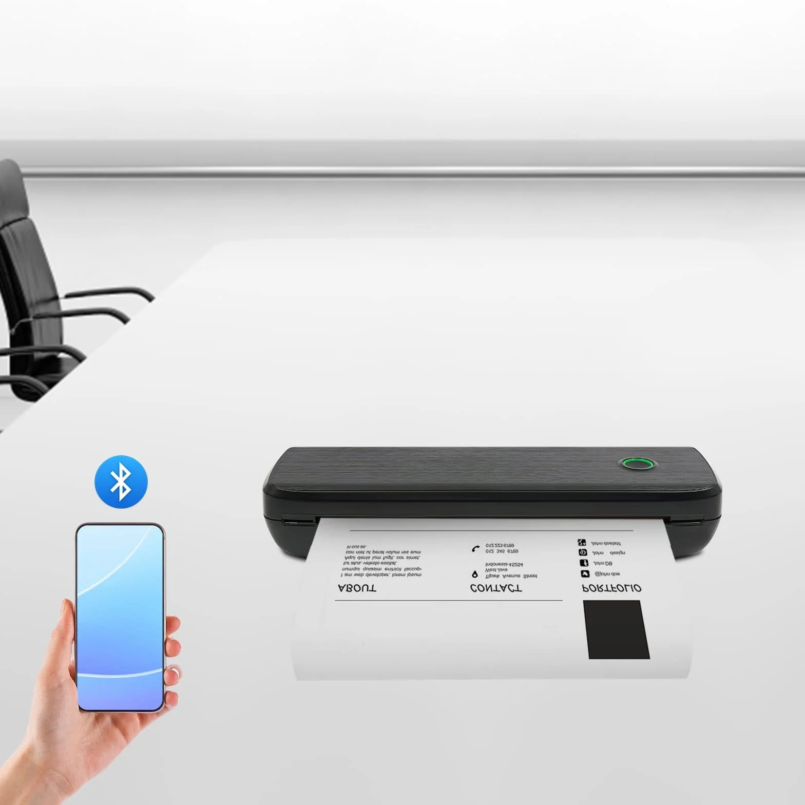 Przenośna mini drukarka termiczna, drukarka bez tuszu Bluetooth, kompatybilna z systemami Android i iOS, idealna do dokumentów, notatek, etykiet (czarna)