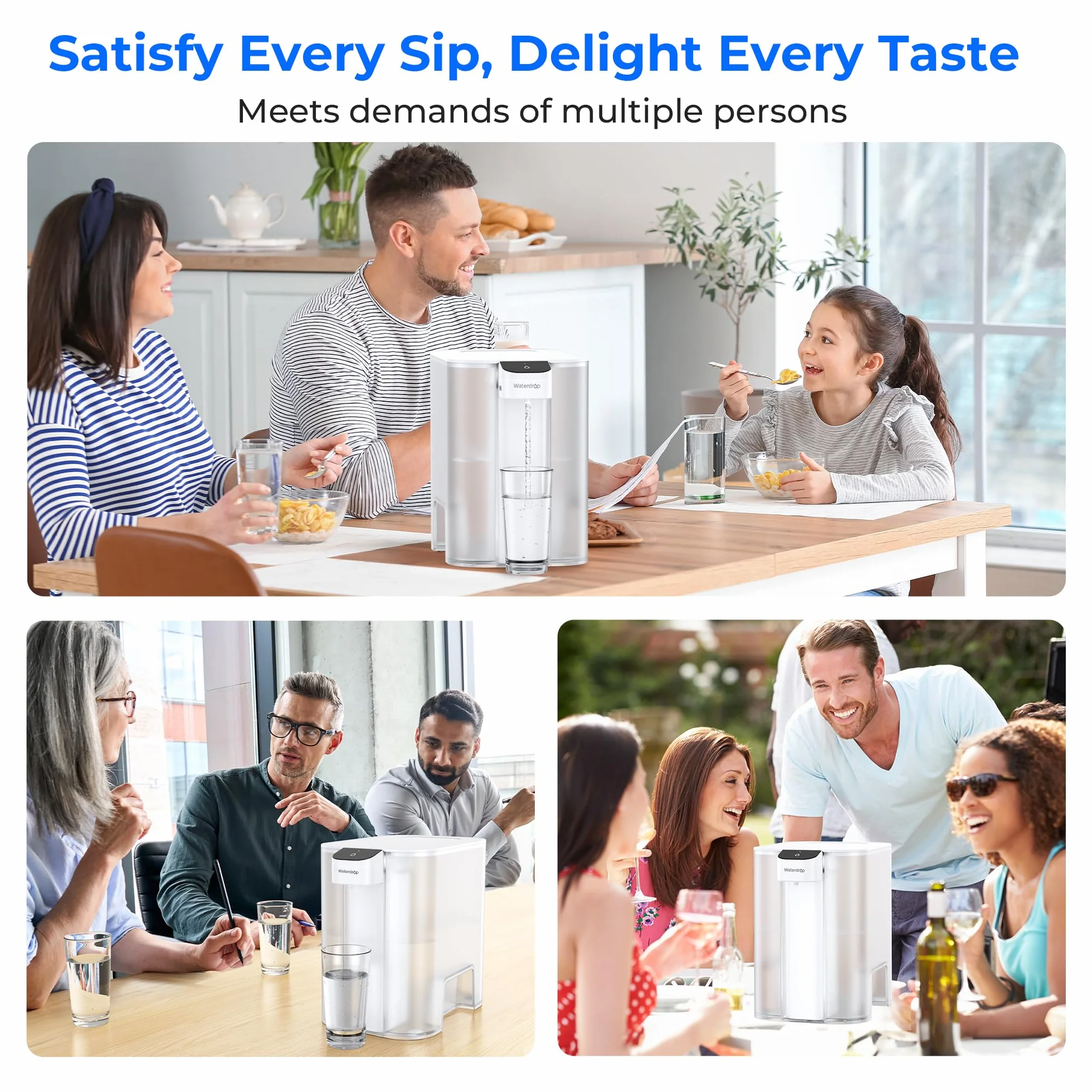 Waterdrop Mega Instant elektryczny filtr wody 6L blatowy system filtracji redukcja chloru ołowiu rtęci PFAS 757L biały 1 filtr