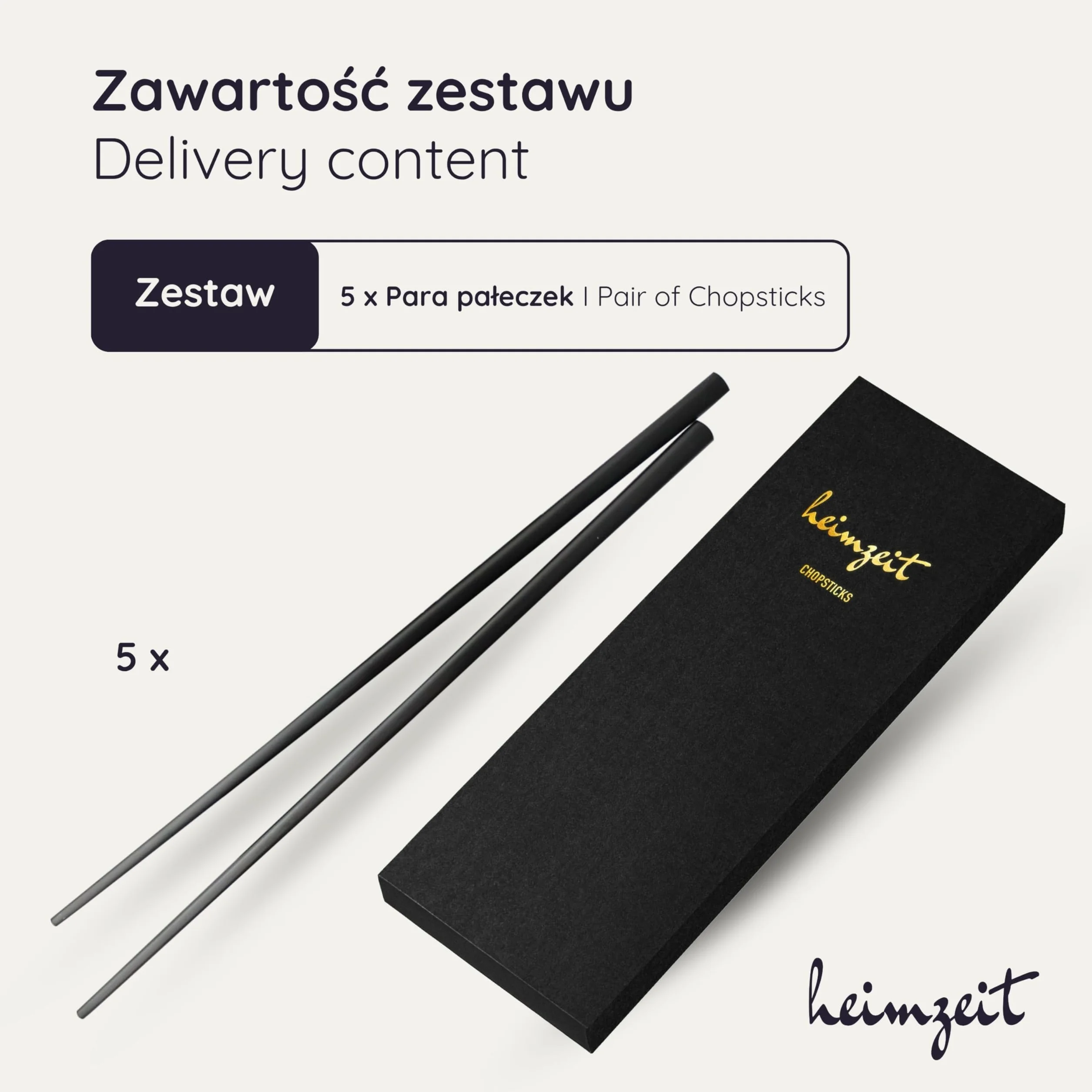 Pałeczki ze Stali Nierdzewnej Czarny 5 Par, Eleganckie Pałeczki Sushi, Mycie w Zmywarce