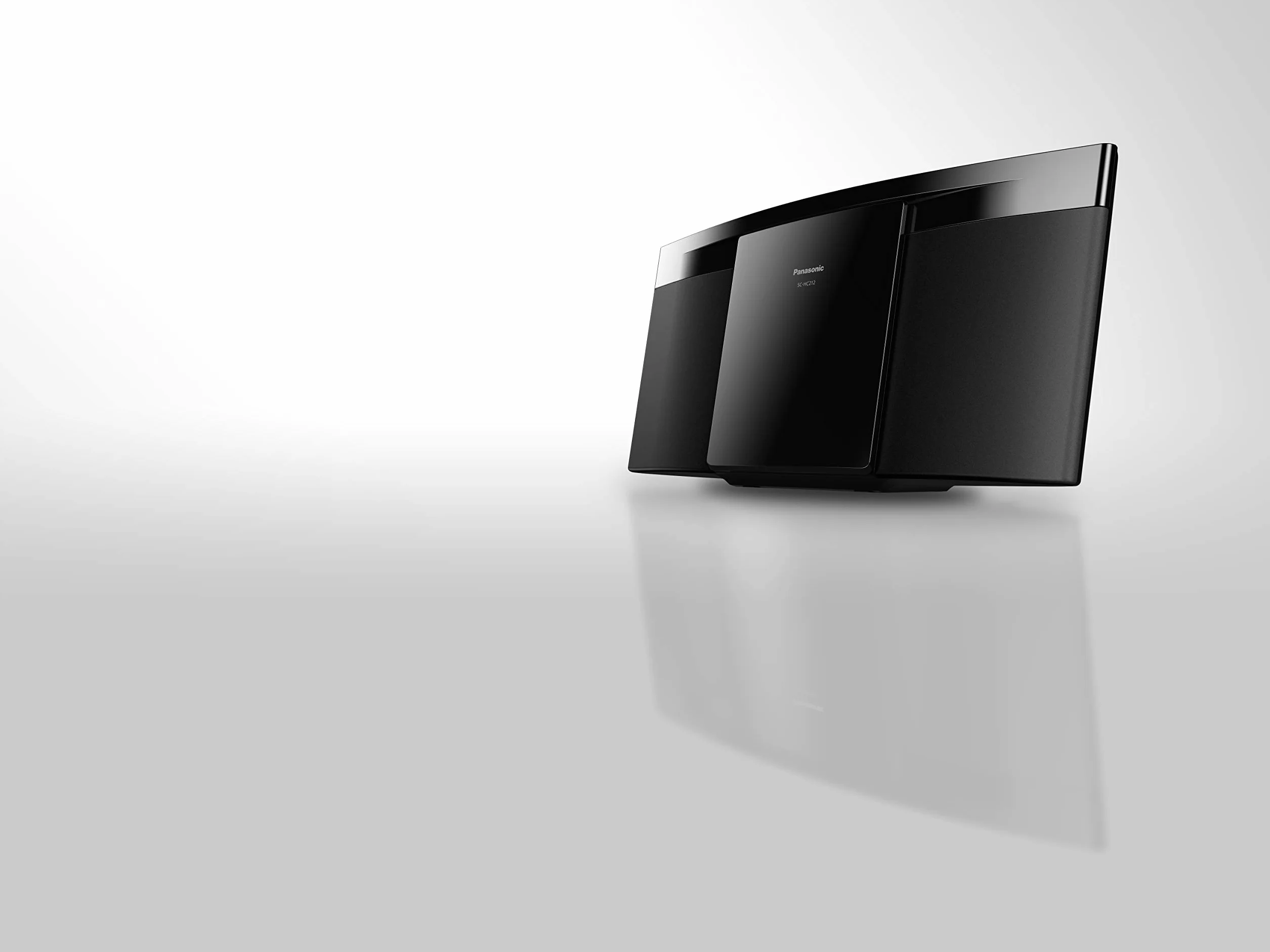 Panasonic SC-HC212EG-K 2-kanałowa mikrowieża Hi-FI, 20 W, radio cyfrowe Dab+, odtwarzacz CD, Bluetooth, USB, czyste dźwięki i niskie zniekształcenia, cienka i współczesna konstrukcja, montaż ścienny,