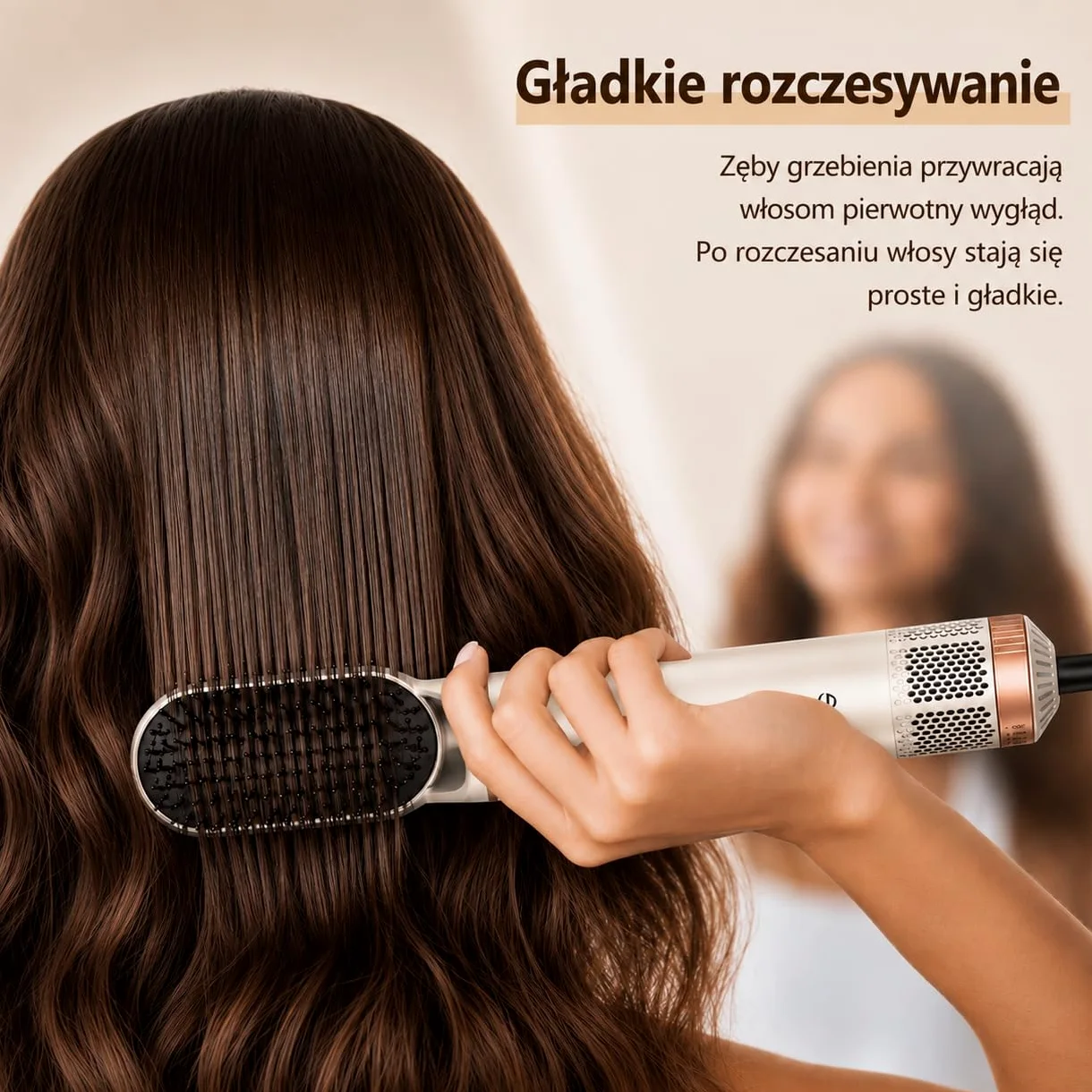 Golden Goods Airstyler Lokówka 5 w 1 - Szczotka do loków - Wielofunkcyjna suszarka do włosów z 5 nasadkami - Prostownica 1000 W - edycja sandstone