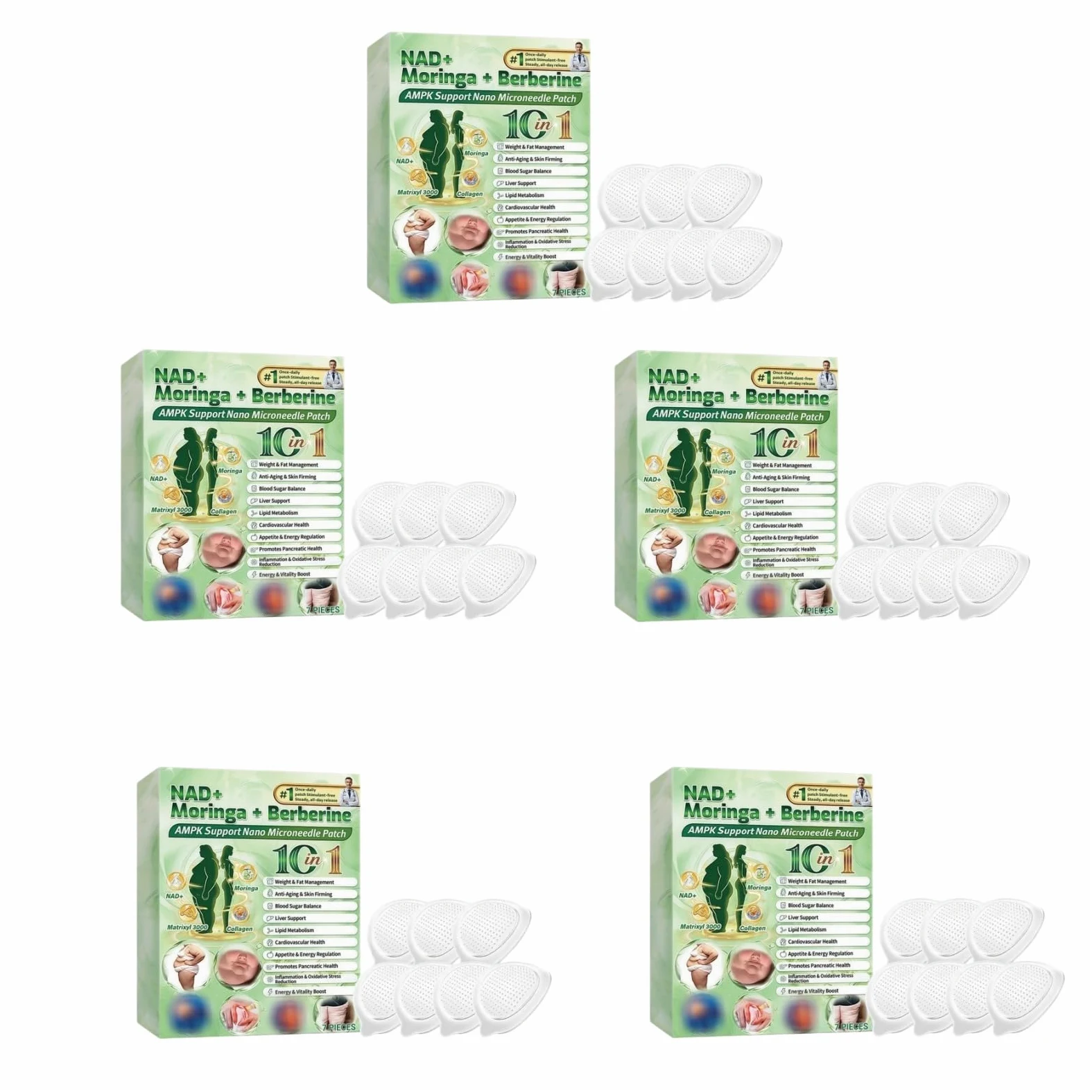 Plaster Moringa x Berberine 10 w 1, Nano Microneedle Odchudzająca naszywka, naturalne składniki, łatwa w aplikacji, niewidoczna pod ubraniem, idealna dla mężczyzn i kobiet