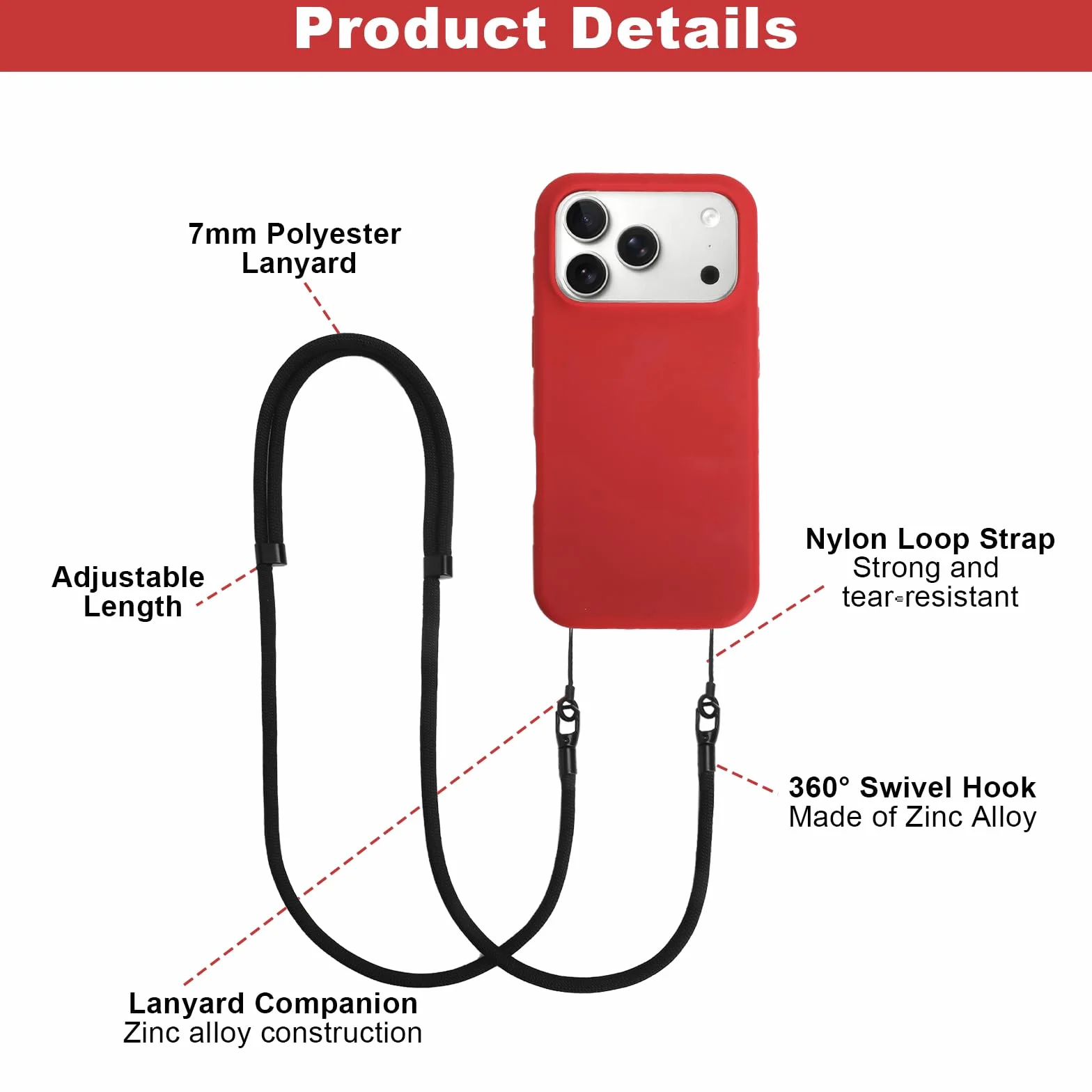 Smycz do telefonu crossbody czarna regulowany pasek do telefonu z adapterem i 2 sposobami noszenia do smartfona podróży codziennego użytku spacerów