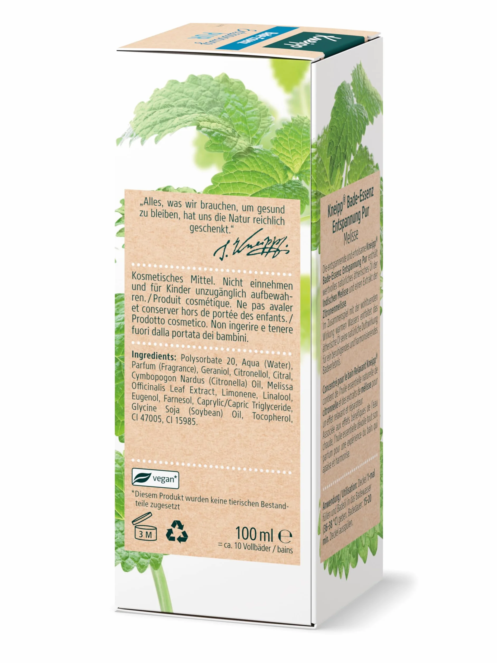 Kneipp Indyjska Melisa Olejek do Kąpieli, Wielokolorowy, 100 ml
