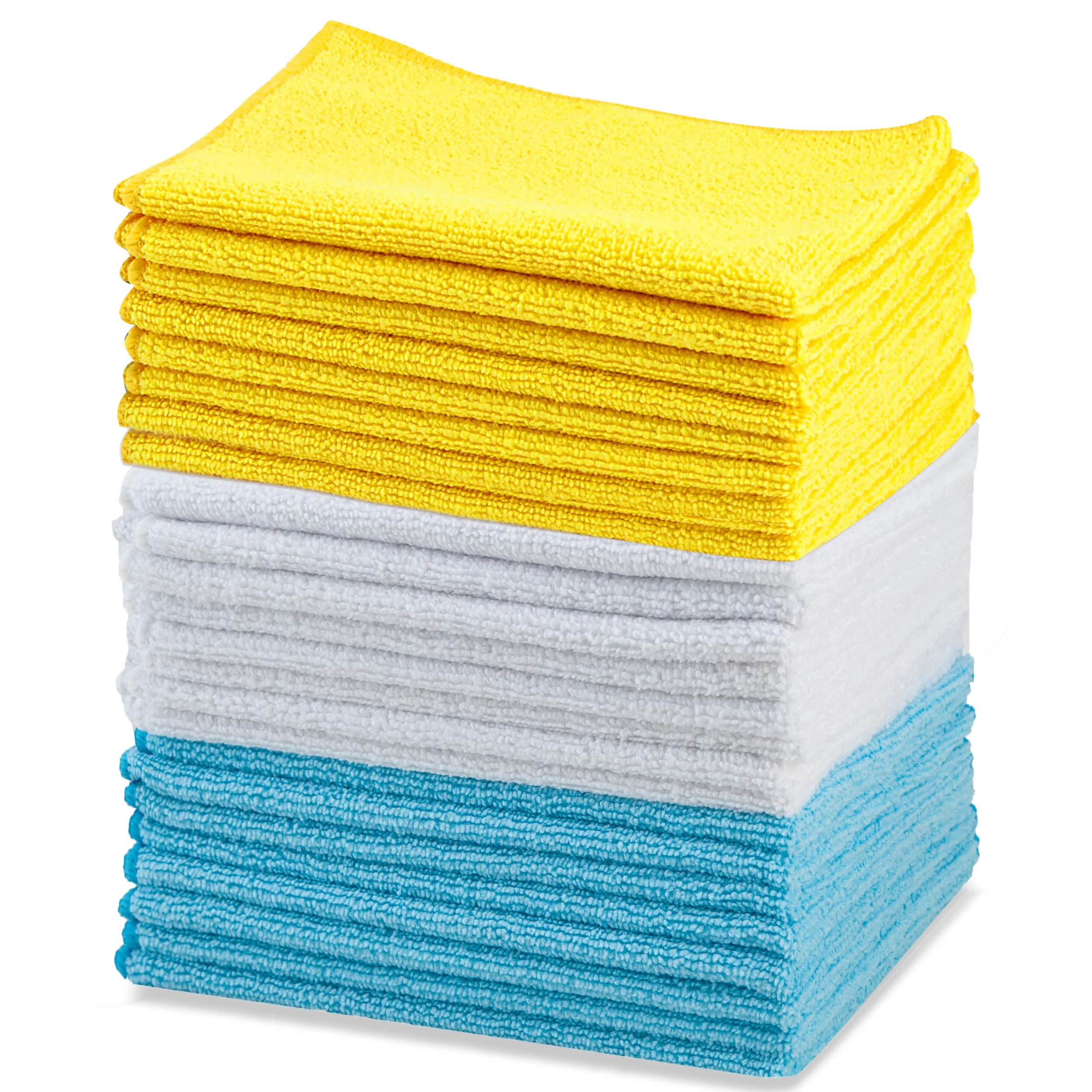 Amazon Basics Ścierka z mikrofibry 40,5x30 cm 24 szt. niebieska/biała/żółta