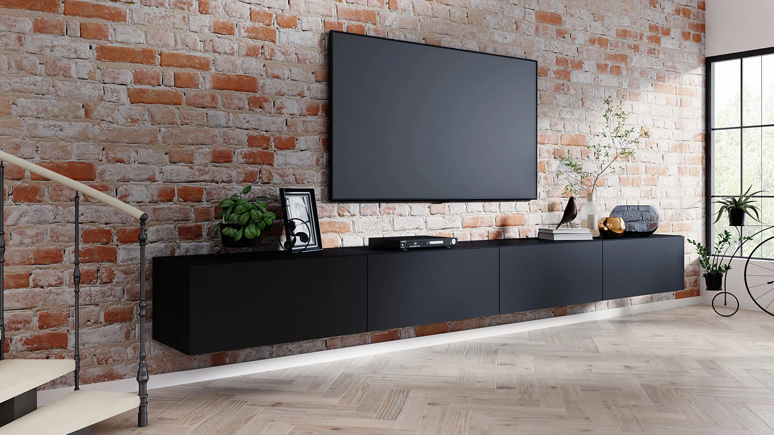 Szafka RTV Czarny Mat 55 Cali 280cm 4housedesign®