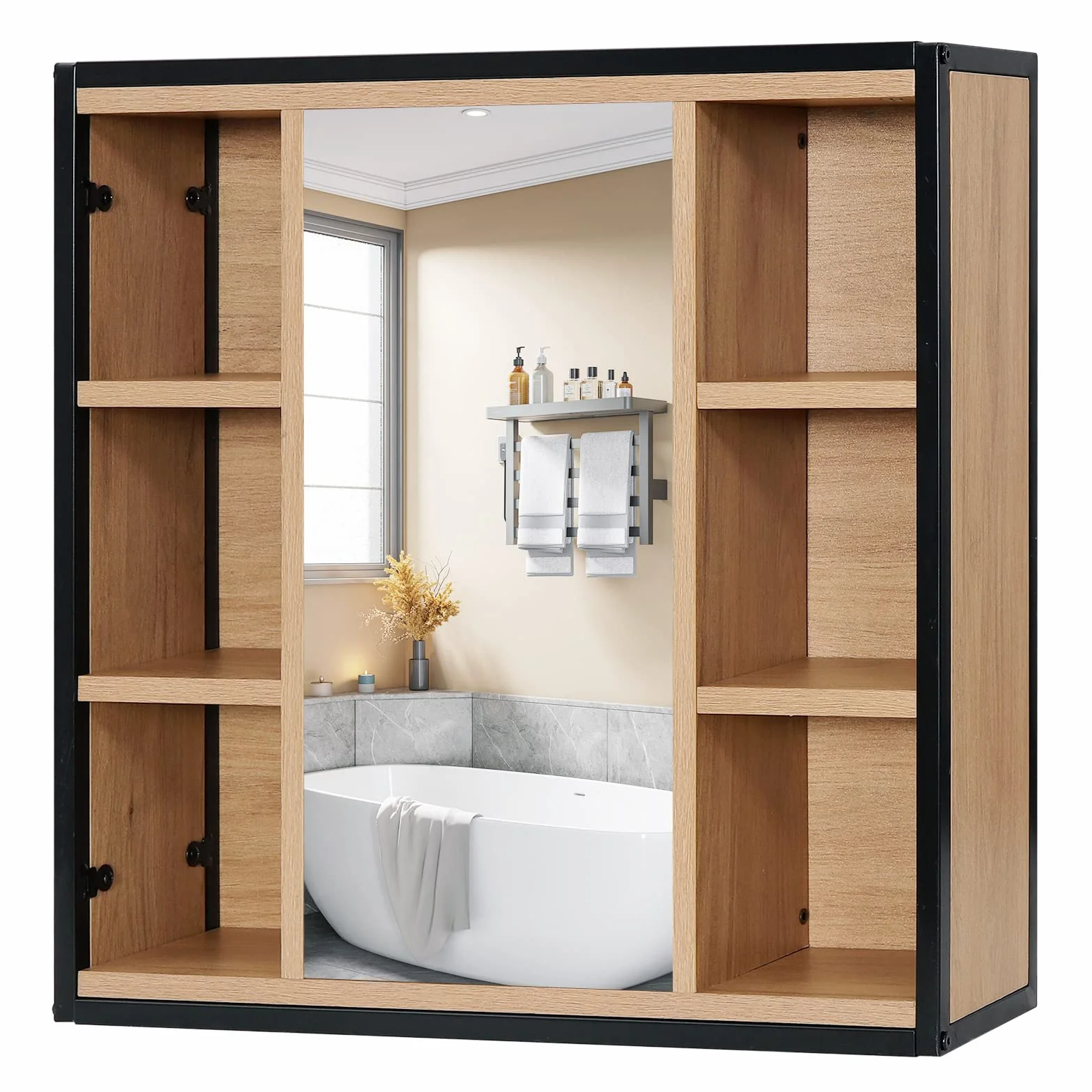 EUGAD szafka łazienkowa z lustrem wisząca 60x58x16 cm
