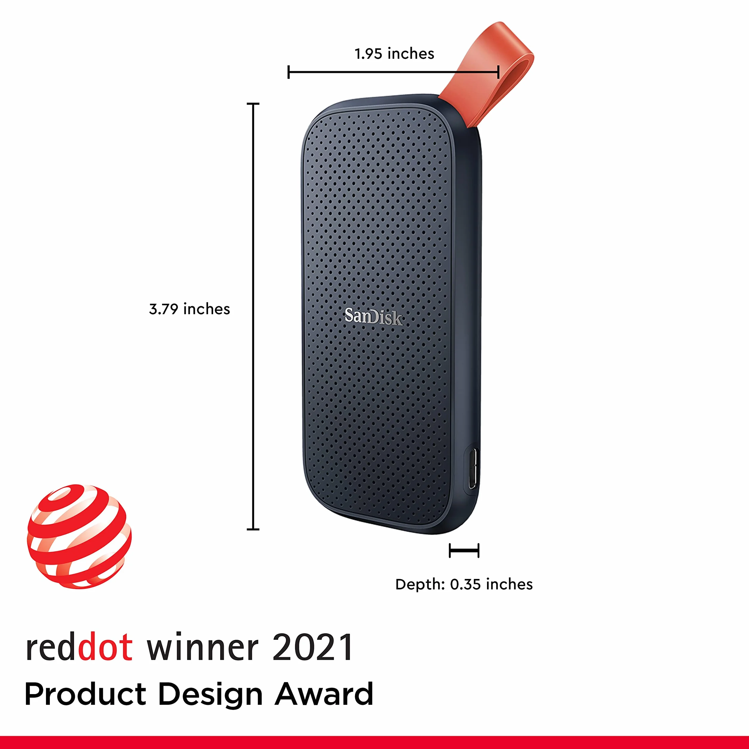 SanDisk 2TB Portable SSD external SSD USB 3.2 Gen 2 up to 520 MB/s read speeds, Black
