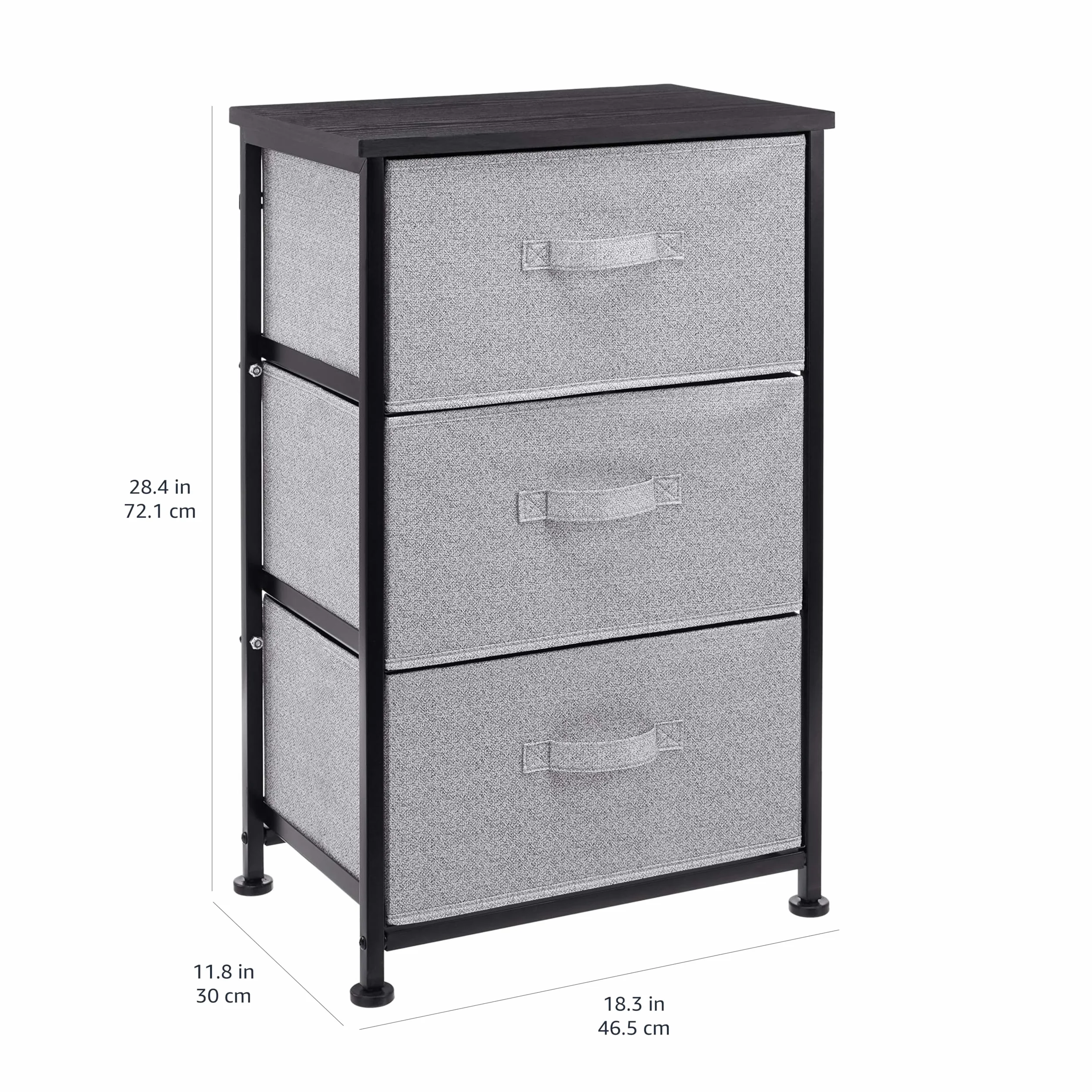 Amazon Basics Organizer z 3-szufladami z tkaniny, do szafy, czarny