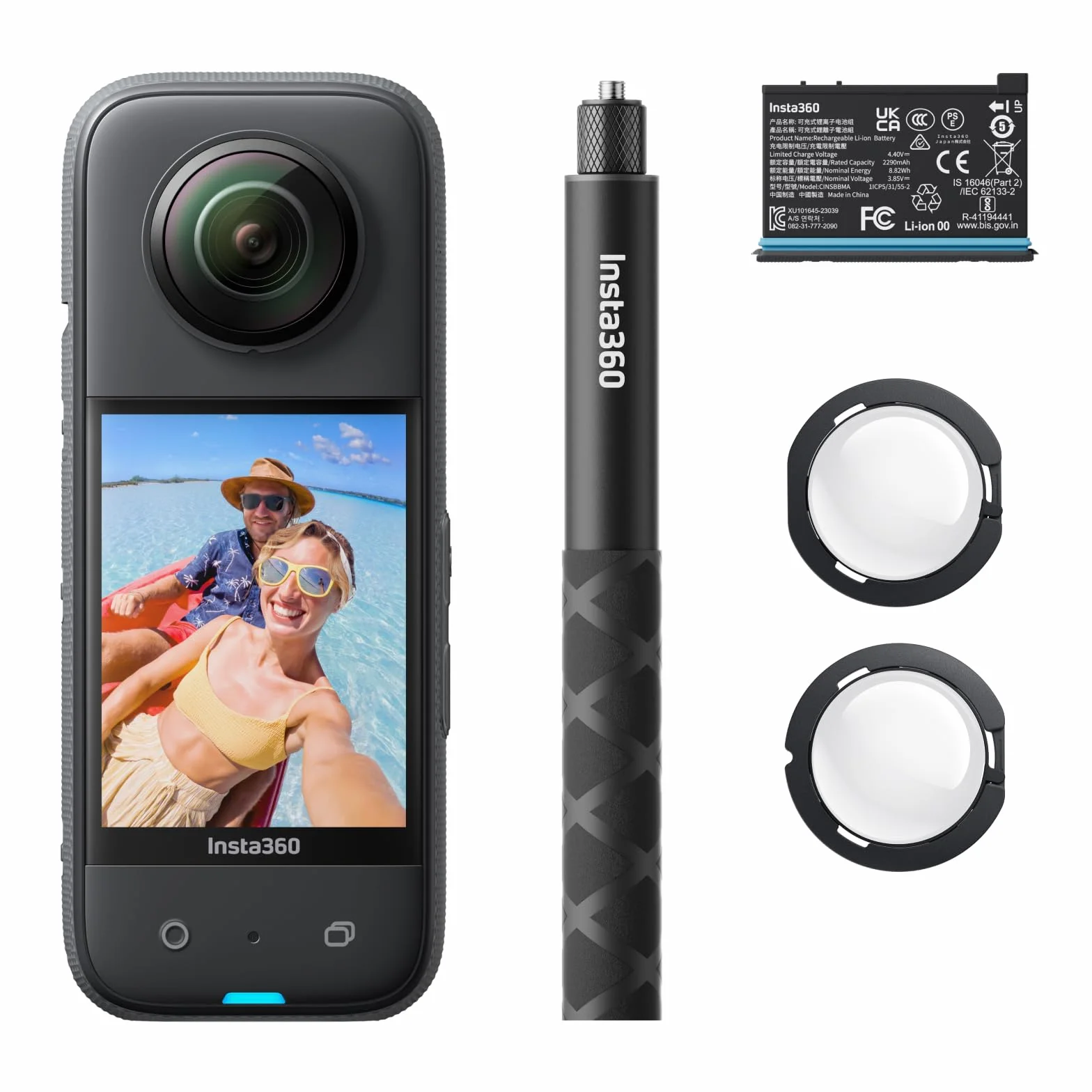 Insta360 X3 Starter-Bundle wodoszczelna kamera sportowa 360° z czujnikiem 1,27 cm (1/2"), 5,7 K 360°, zdjęcia 72 MP 360°, stabilizacja, ekran dotykowy 5,8 cm (2,29 cala), rozpoznawanie wibracji
