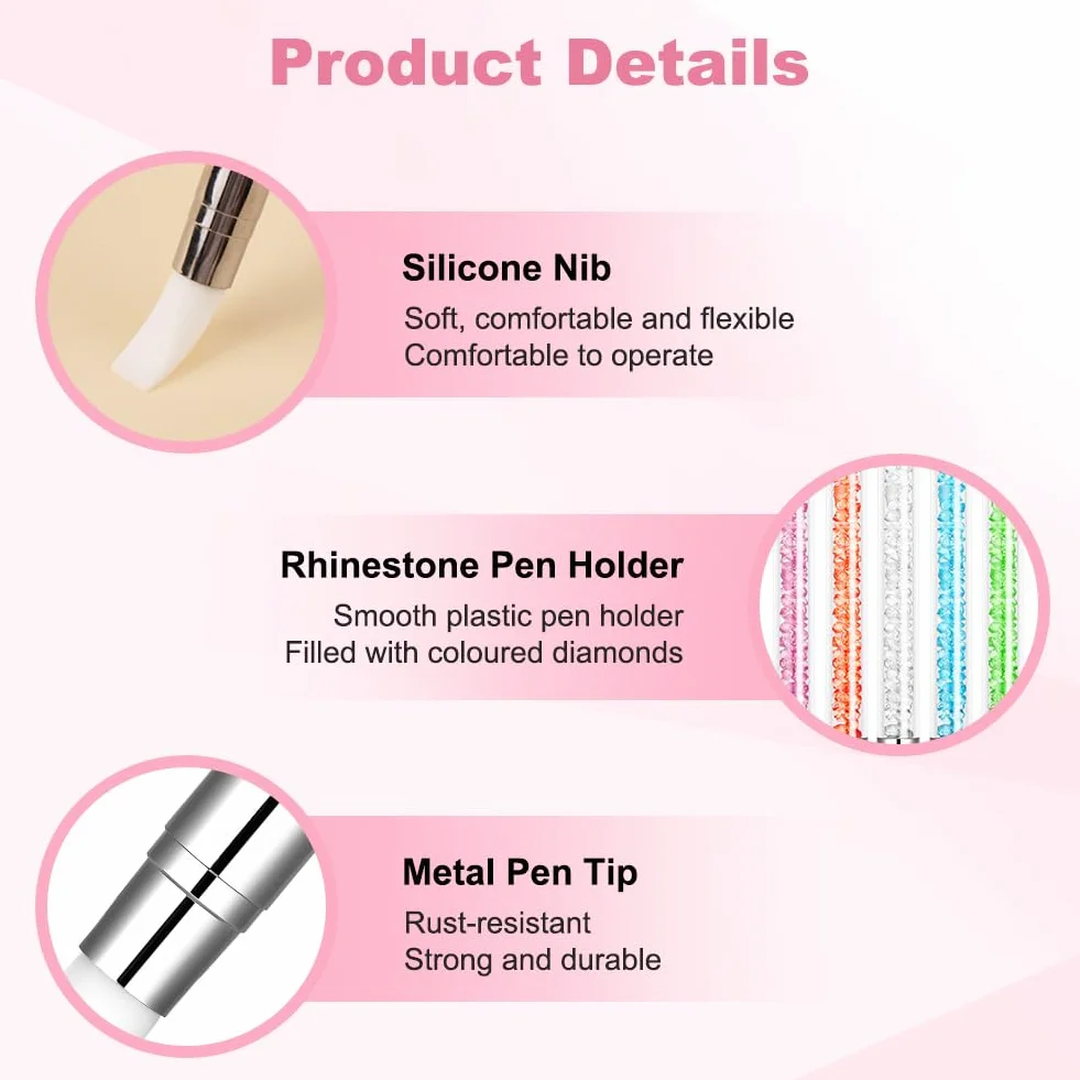 5 sztuk silikonowych pędzli, dwustronne pędzle do nail art, pędzle do zdobienia paznokci, zestaw pędzli do malowania i projektowania sztuki, narzędzie do punktowania i rysowania na paznokciach
