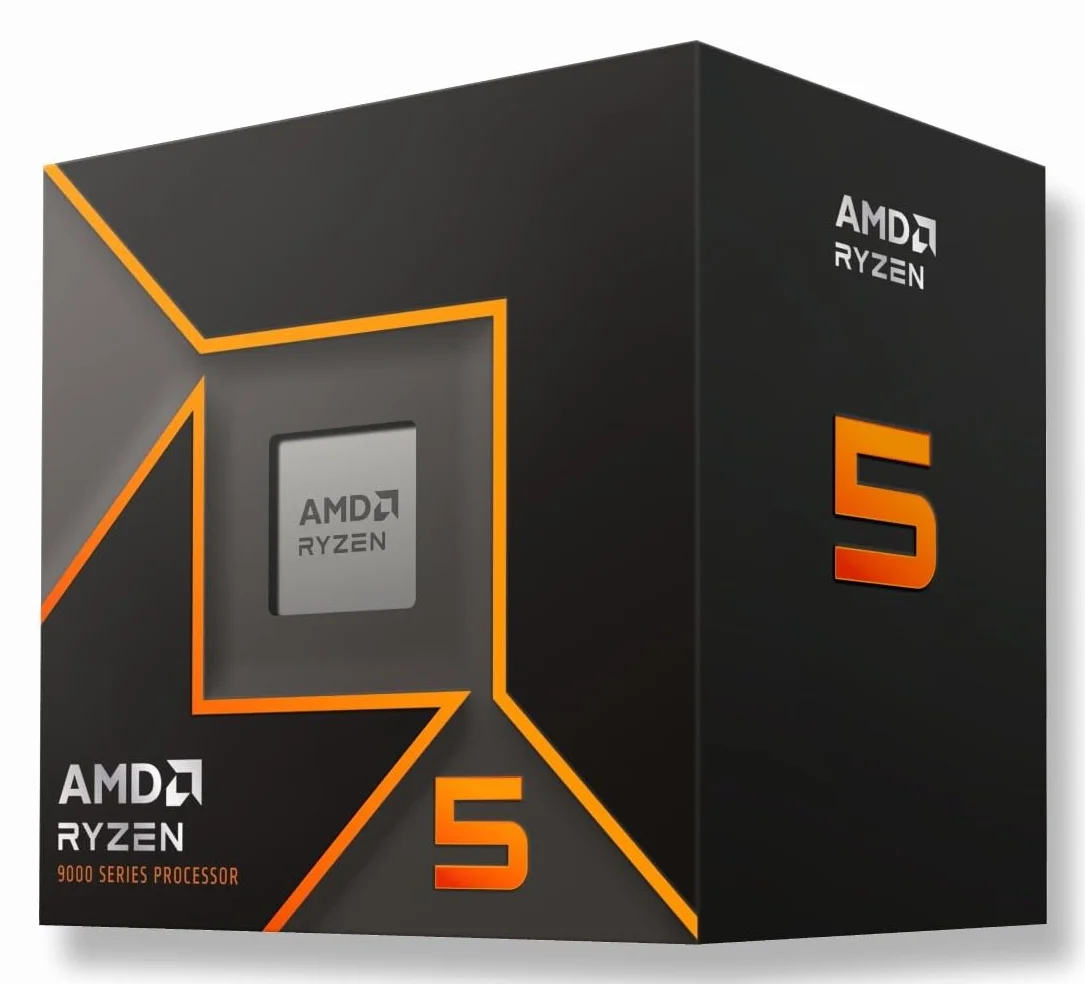 Procesor AMD Ryzen™ 5 9600. 6 rdzeni / 12 wątków, odblokowany. Architektura Zen 5. Pamięć podręczna L2+L3 38 MB. TDP 65 W. Częstotliwość Boost do 5,2 GHz. Gniazdo AM5. Z wentylatorem w zestawie.