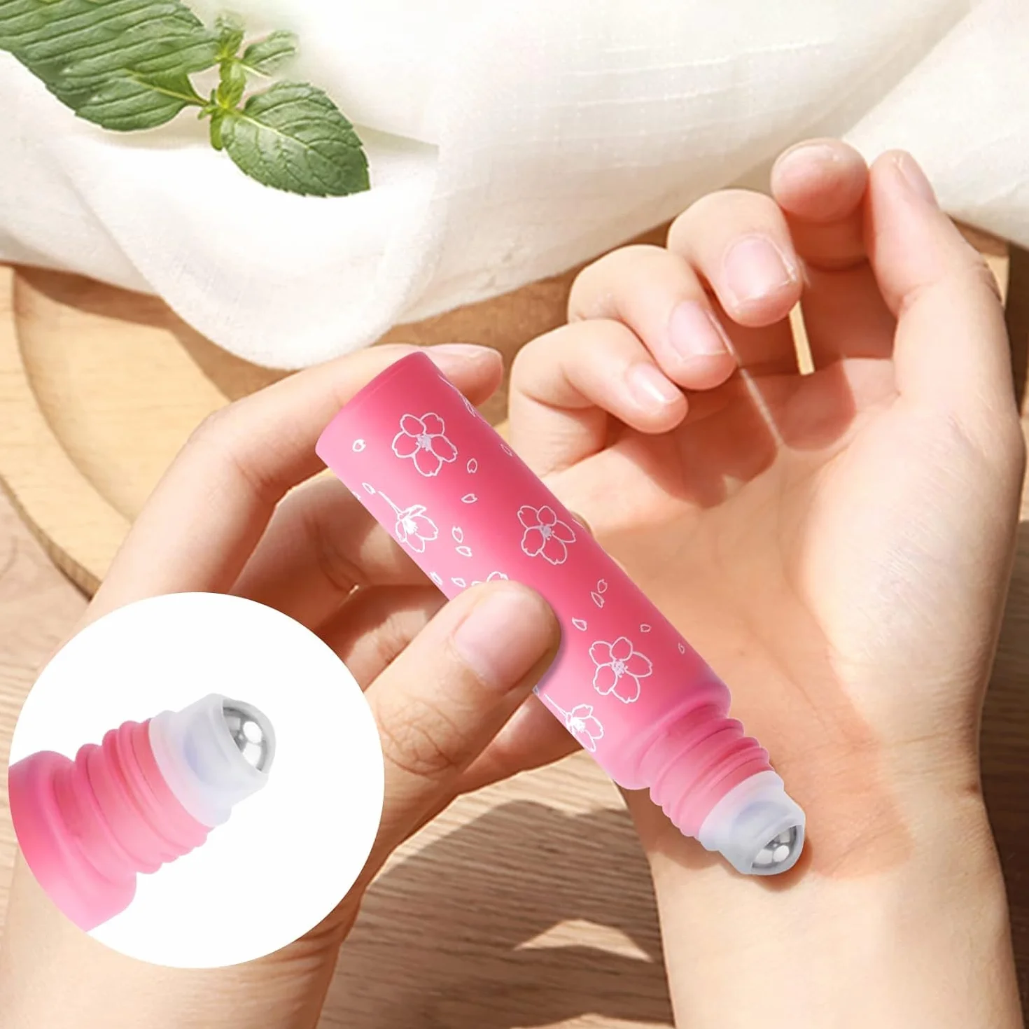 UMILKI 8 sztuk 10 ml butelek szklanych z rolkami na olejki eteryczne, z kulkami ze stali nierdzewnej, 10 ml do ponownego napełniania, do olejków eterycznych, perfum (z lejkiem, otwieraczem,