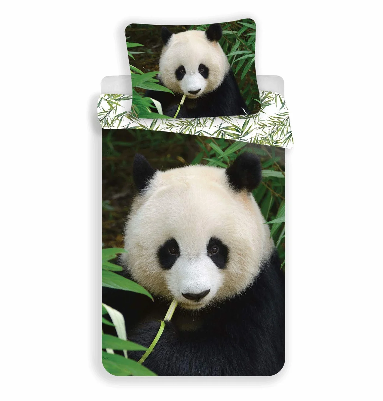 Pościel Panda Bawełna 100% Odwracalna Poszwa 140x200 cm + Poszewka Poduszka Bamboo