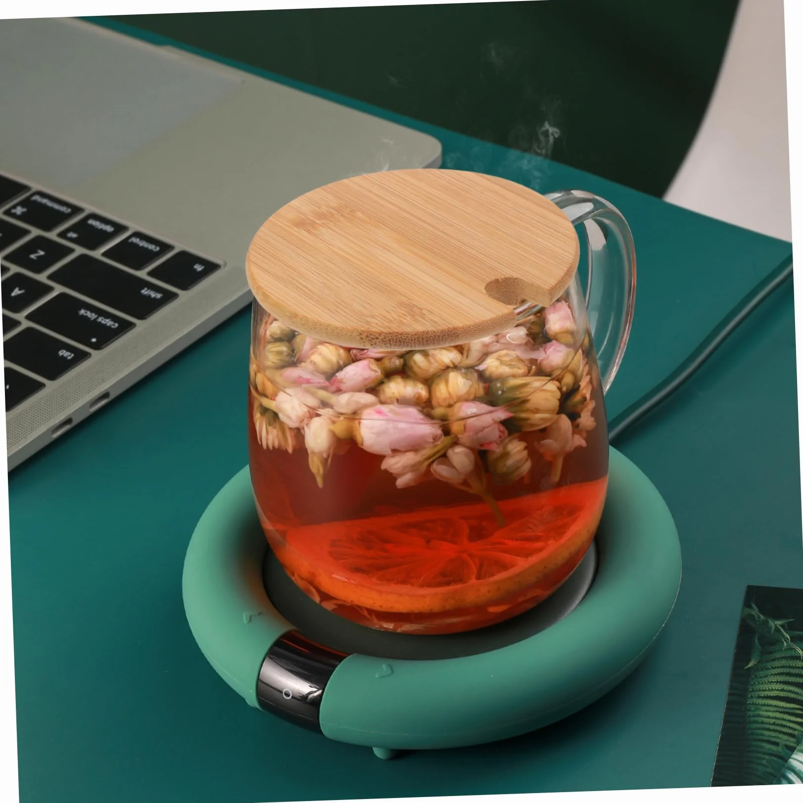 4pcs Bamboo Round Mug Lid Easy Install Cup Cover Hole for Tea Water Cups