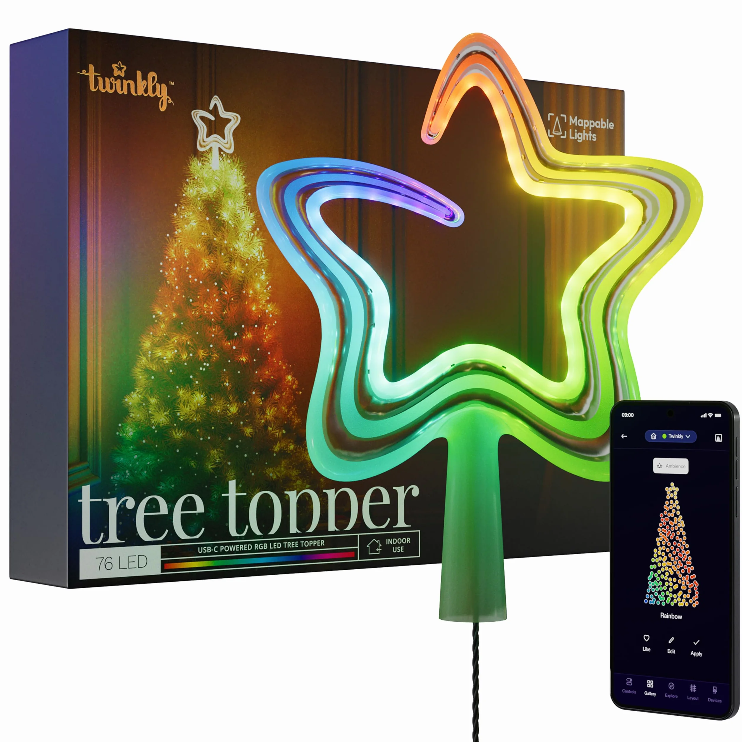 Twinkly Tree Topper 78 LED RGB W USB-C