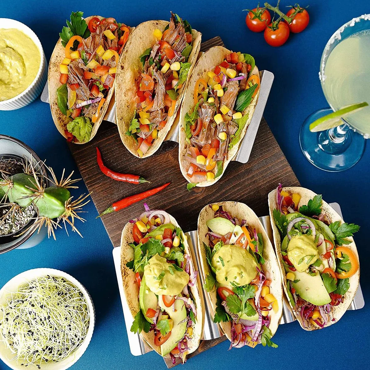 Stojaki taco w kształcie fali ze stali nierdzewnej, uchwyt na hotdog, 2 sztuki