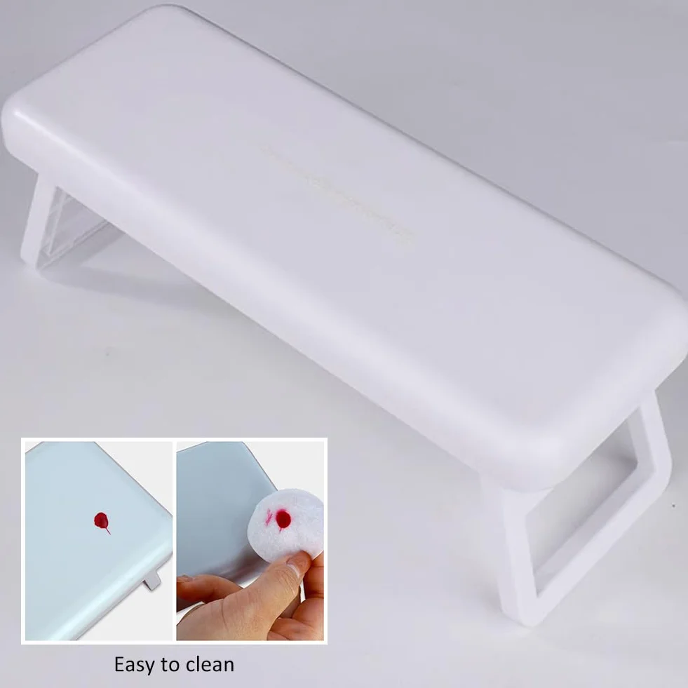 Helweet Poduszka pod nadgarstek, do manicure, poduszka pod nadgarstek, poduszka do studia paznokci, do salonu manicure, pielęgnacja dłoni, zmniejszenie nacisku dłoni, 27,9 x 10,5 cm (biała)