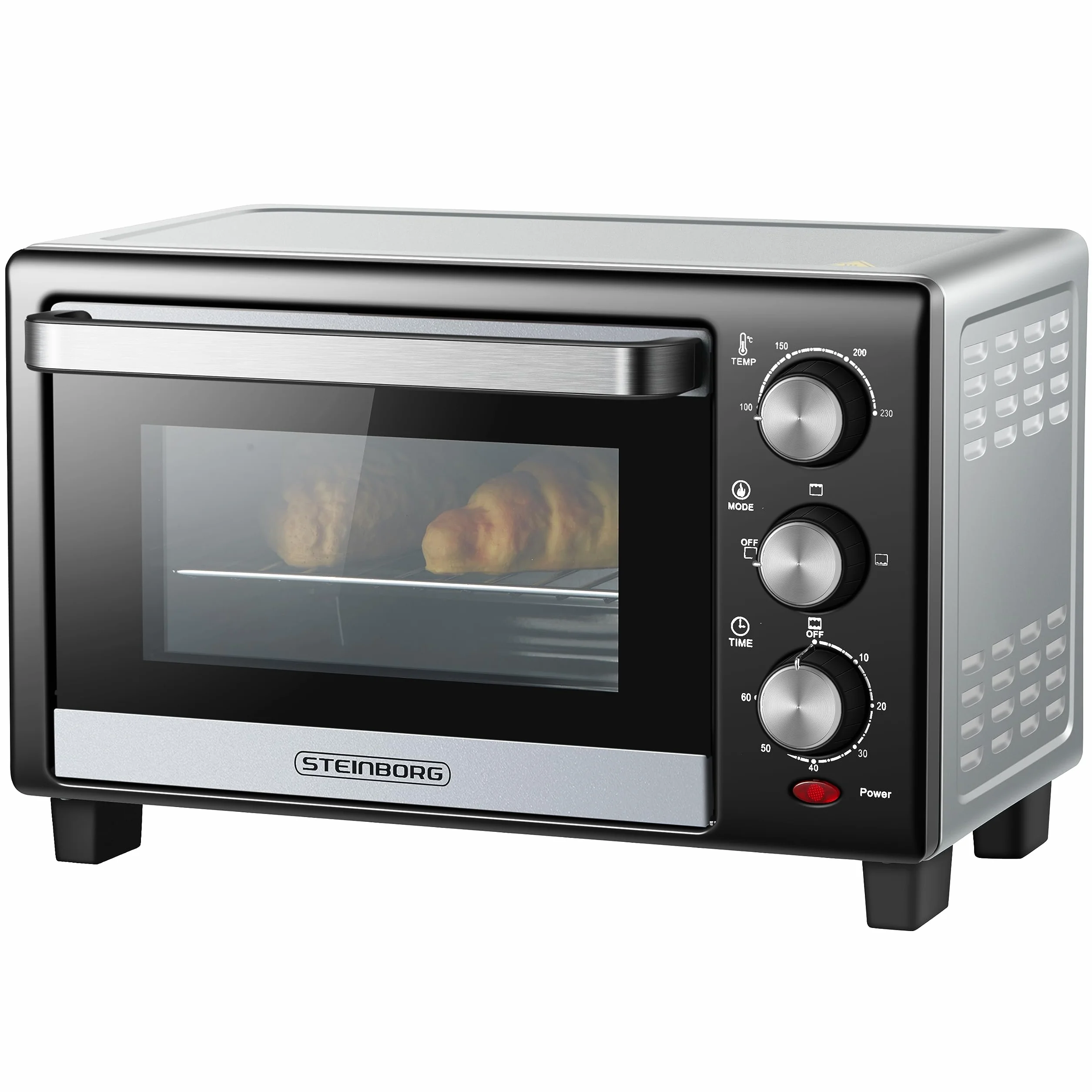 Mini piekarnik o pojemności 15 litrów | 1200 W | 3 w 1 | blacha na okruchy | Grzejnik górny/dolny | Wolnostojący | 60 minut timera