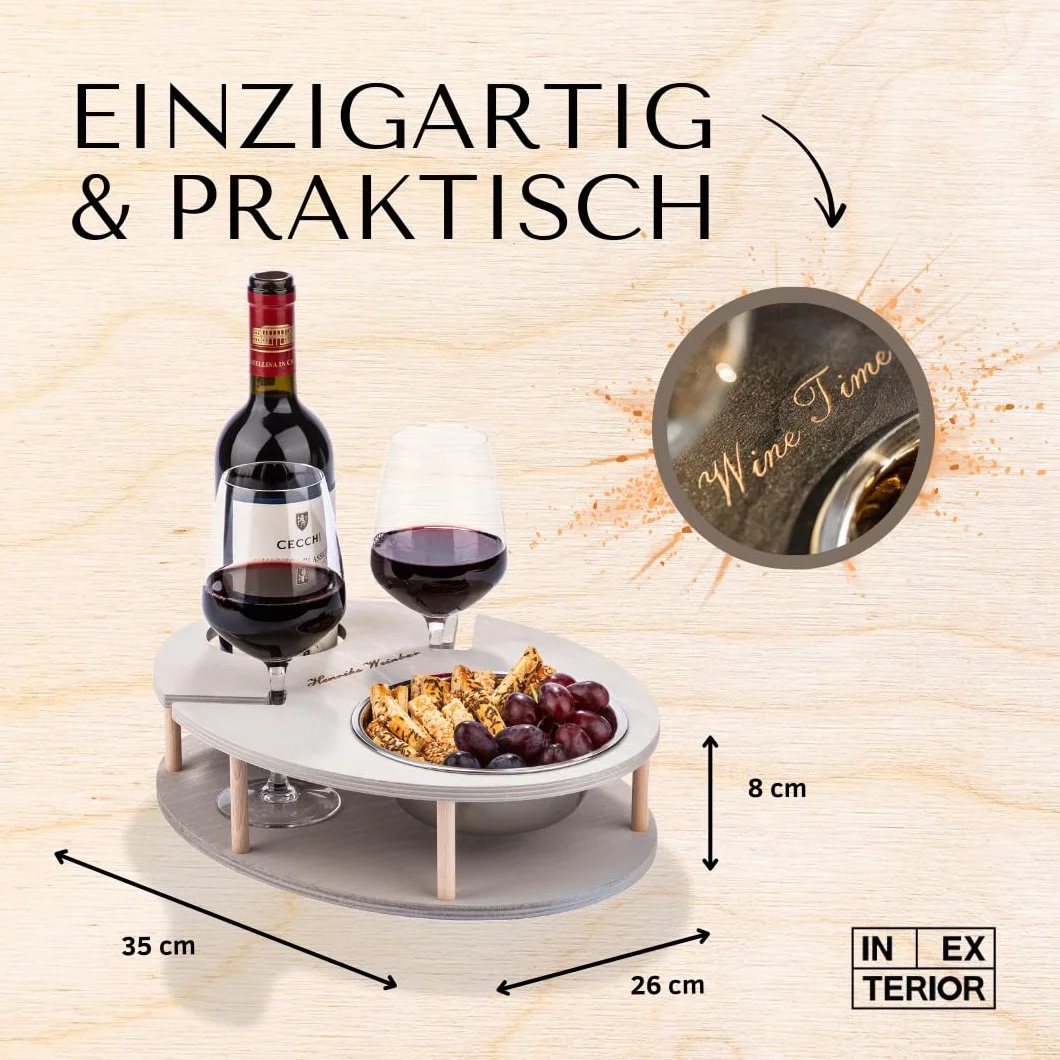 INEXTERIOR WeinBar uchwyt na wino na kanapę ręcznie wykonany w Niemczech szary