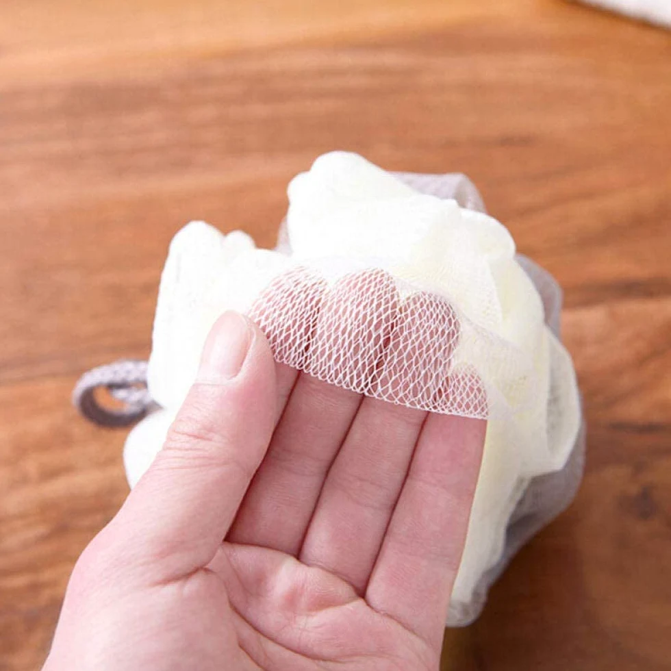 Gąbka do kąpieli 2 szt. Bogate bąbelki kwiat do kąpieli łazienka prysznic kula do szorowania ciała miękka puff siatka piłka do kąpieli szczotka pod prysznic urządzenie do czyszczenia ciała