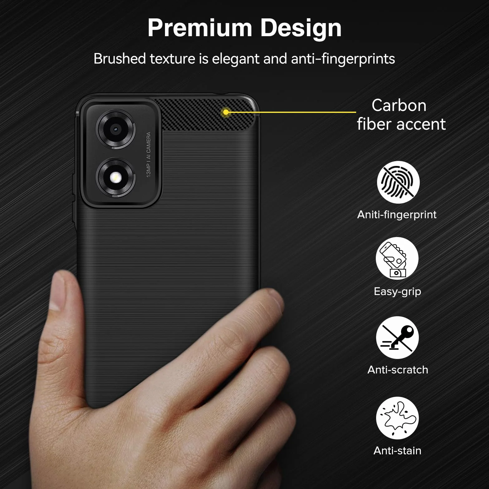iVoler Etui do Motorola Moto E14/G04/G04S/G24/G24 Power z 2 szt. szkła hartowanego, [Odporny na wstrząsy klasy wojskowej] Ochronna obudowa, cienka miękka silikonowa TPU Anti-scratch Case, czarna
