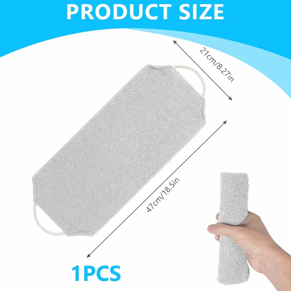 LOPHE Szlifierka do pleców, szczotka do ciała Loofah African Net Sponge do peelingu ciała, dwustronna szczotka do kąpieli, pomoc w myciu pleców, do usuwania obumarłej skóry, jasnoszara, 1 szt
