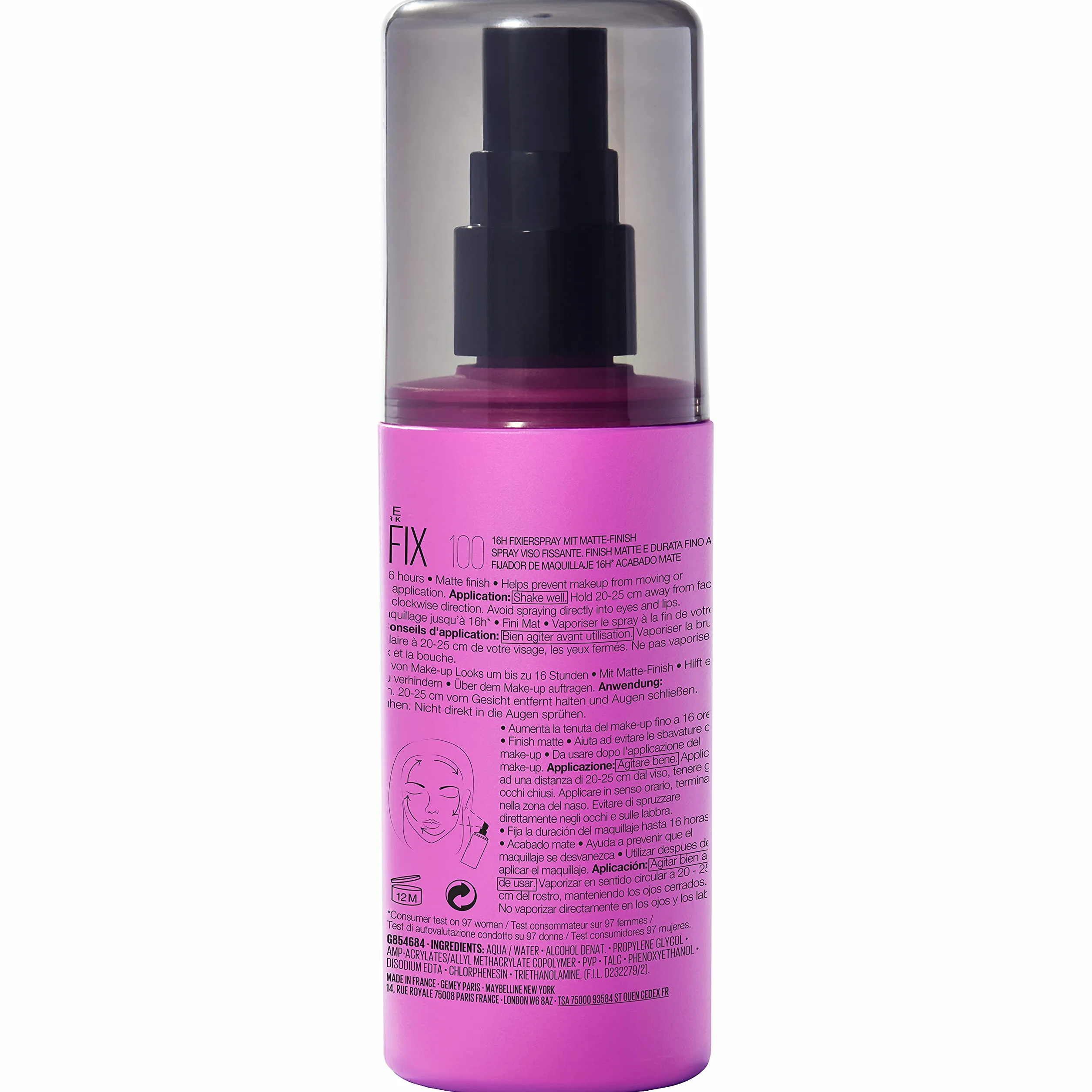 Maybelline New York Lasting Fix spray utrwalający makijaż, perfekcyjny makijaż przez wiele godzin, 100 ml