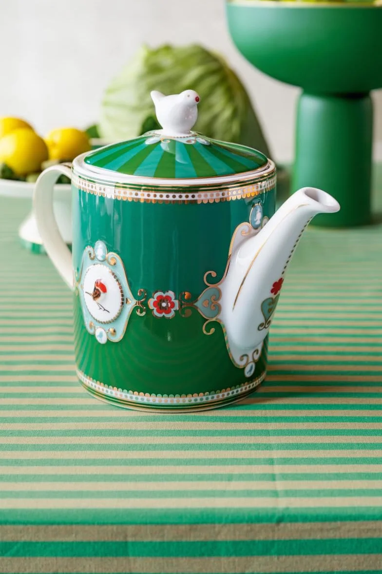 Pip Studio Love Birds Medallion dzbanek do herbaty 1,3 l zielony