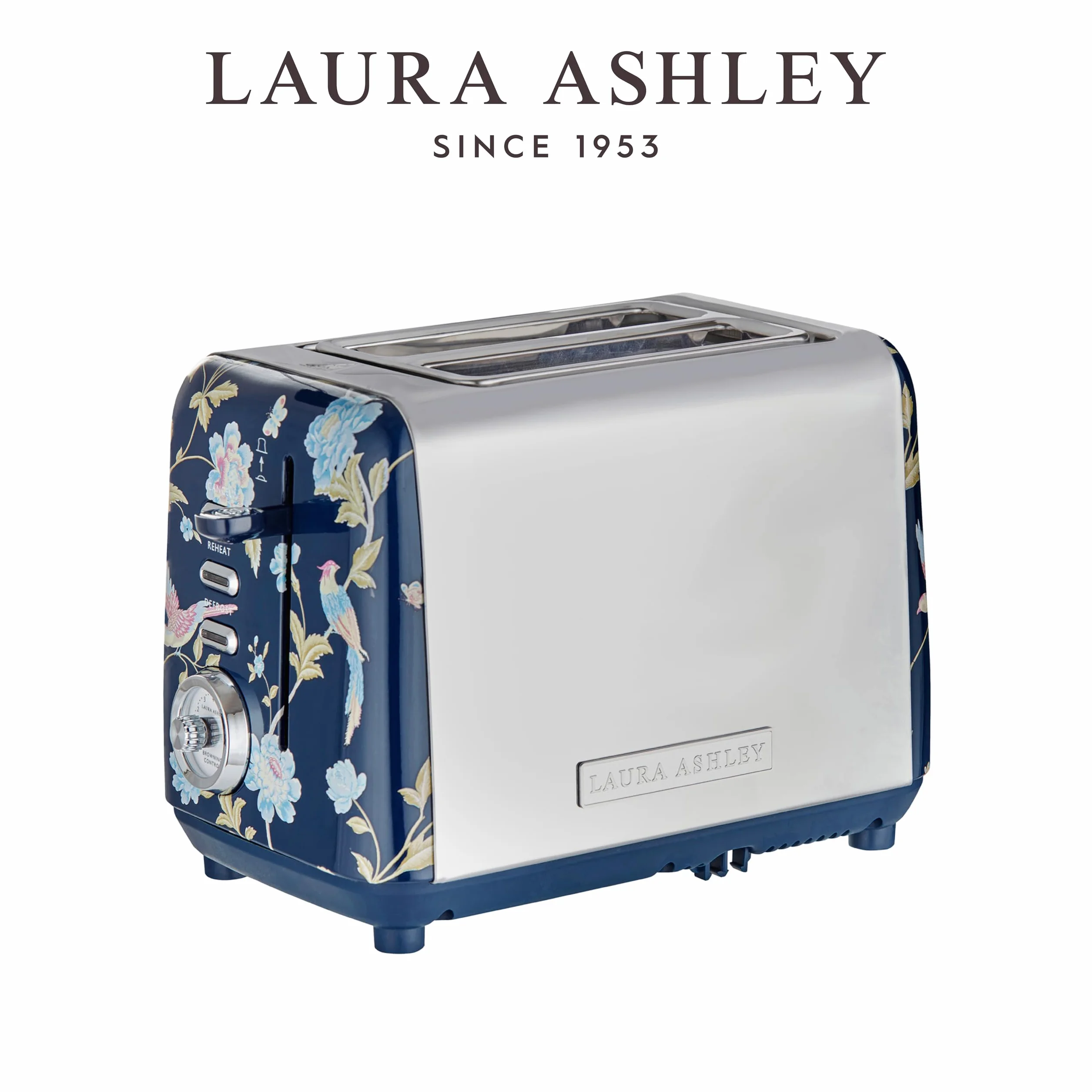 Laura Ashley Toster 2 Kromki z Regulowanym Trybem Podgrzewania, Rozmrażania i Ponownego Podgrzewania Elveden Navy