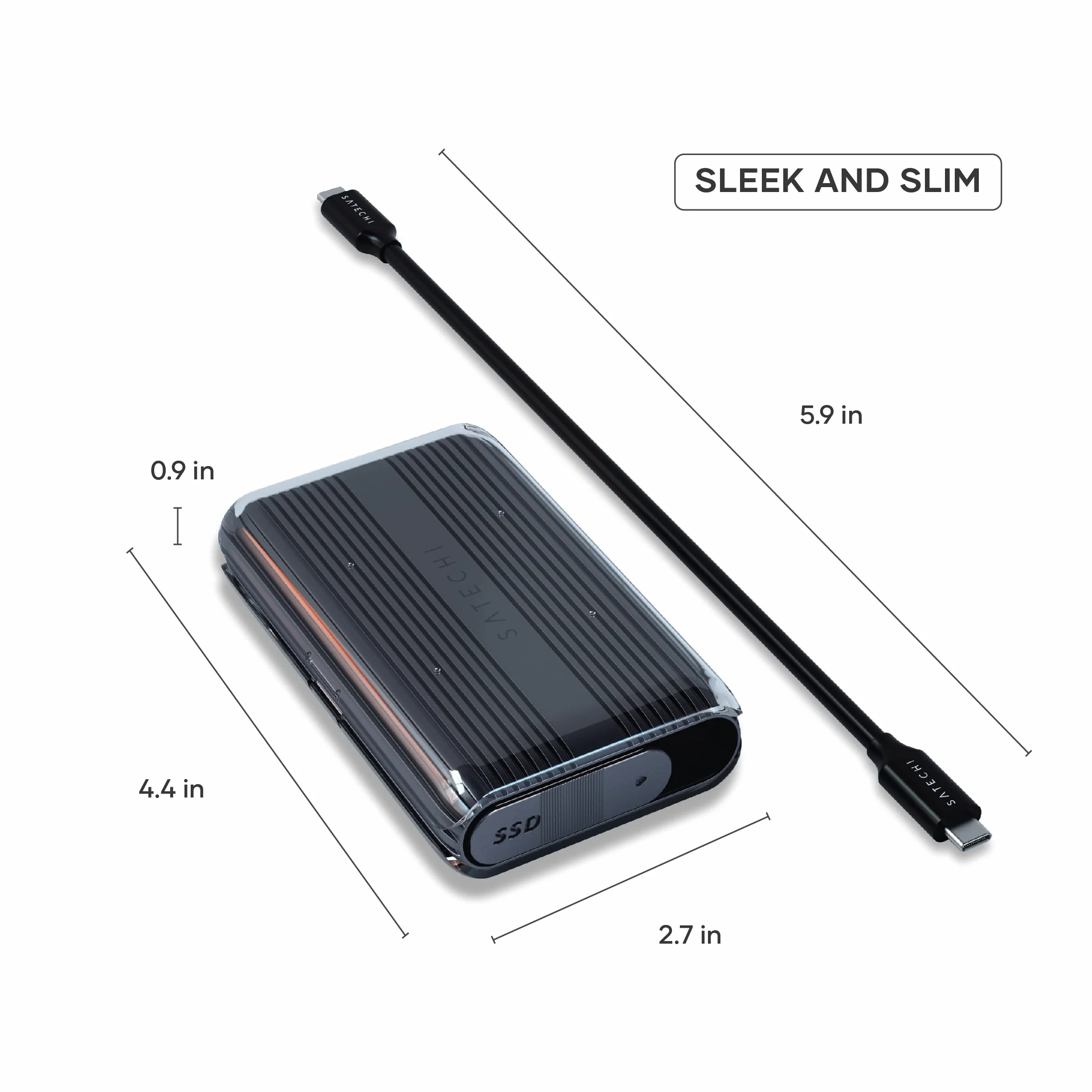 SATECHI USB4 NVMe SSD Pro Obudowa, 40Gbps, Aluminiowa i Poliwęglanowa, do 16TB, Obudowa UASP SSD, do Dysków 2280/2260/2242/2230 mm (Dysk SSD Nie Jest Dołączony)