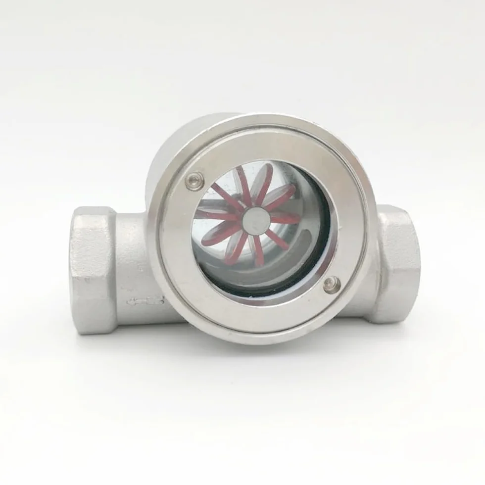 Indicator, 1/4" 3/8" 1/2" 3/4" 1" 1-1/2" 2" BSPT Female Carbon Steel 201 304 316 Stainless Window Sight Glass Flow Indicator with Impeller Silver (Color : 304 Stainless Steel, Size : 1")
