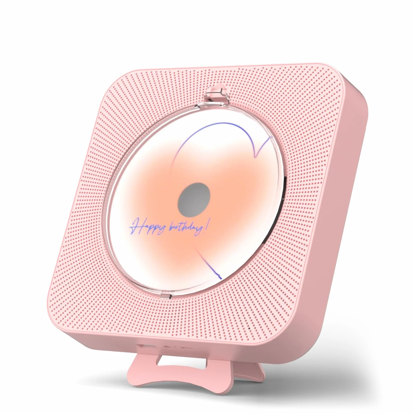 Yintiny Uroczy różowy odtwarzacz CD z Bluetooth 5.0, ładowalny, do dekoracji wnętrz, przenośny, piękny, pilot zdalnego sterowania, wejście AUX i USB