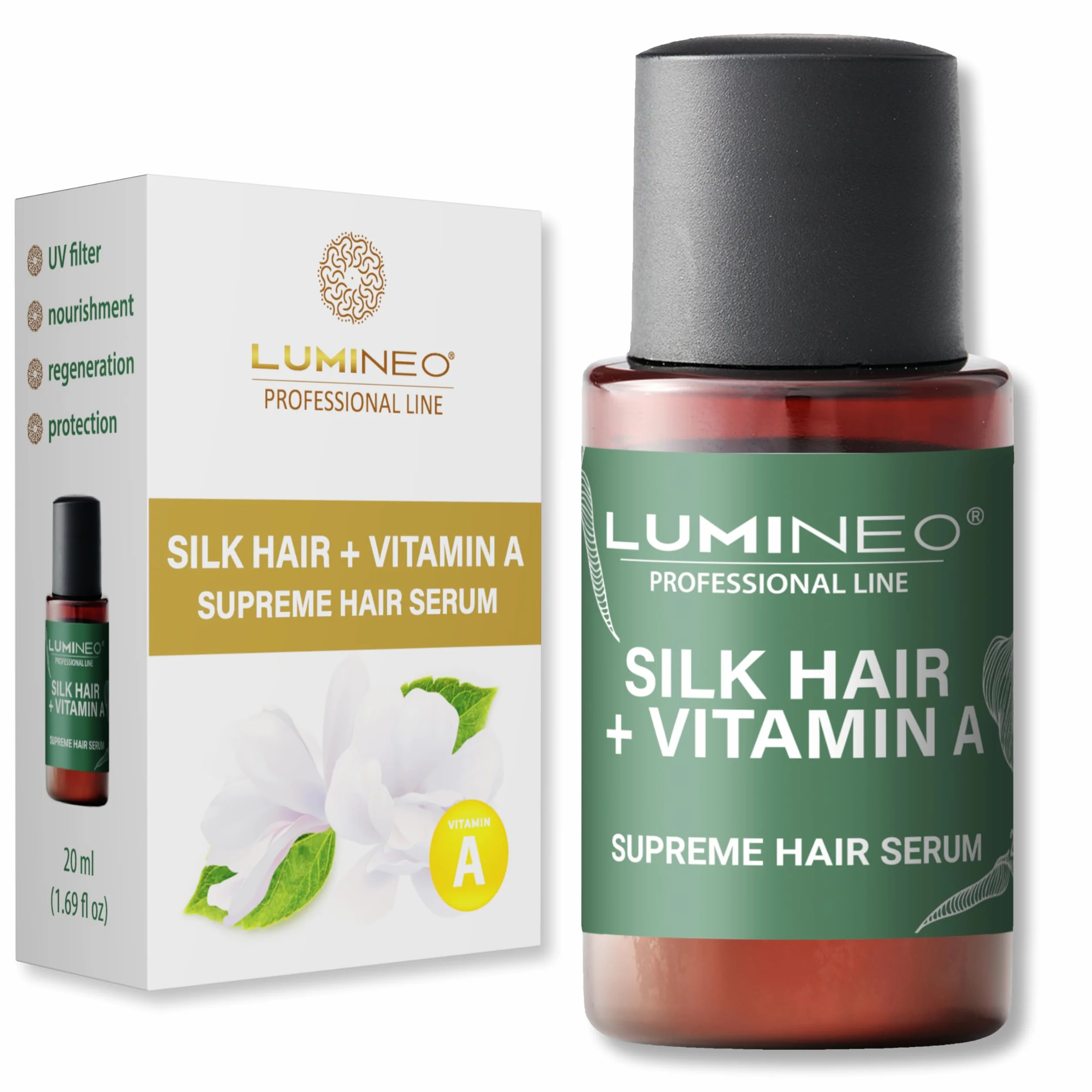 Lumineo Serum do włosów – optymalne do suszarek Lumineo z dyfuzorem serum (Olejek do włosów z jedwabiu)