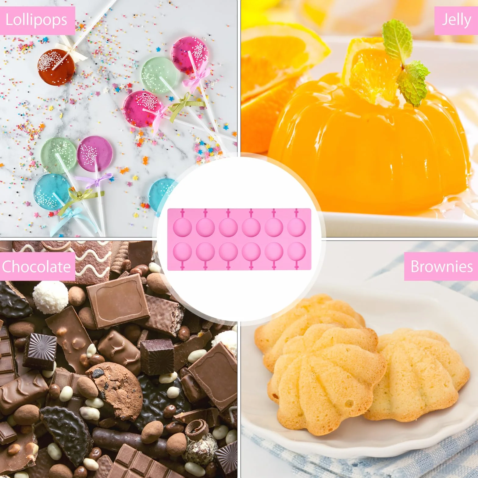 2 sztuki silikonowe foremki do lizaków, foremki do lizaków Cake Pop Sticks, okrągłe foremki do kostek lodu, silikonowe foremki do pieczenia, nieprzywierające, łatwe do wyjmowania, do ciast, słodyczy