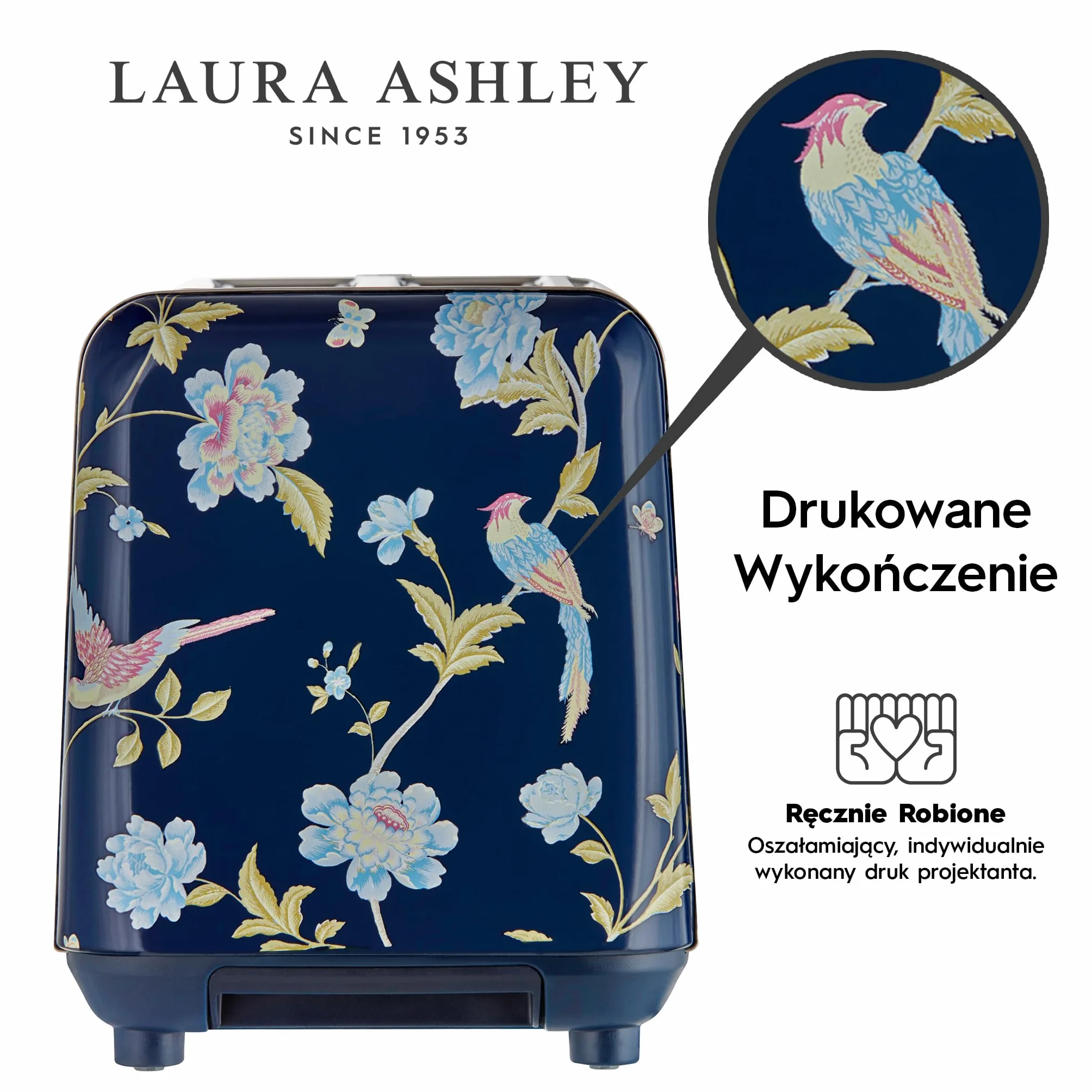 Laura Ashley Toster 2 Kromki z Regulowanym Trybem Podgrzewania, Rozmrażania i Ponownego Podgrzewania Elveden Navy