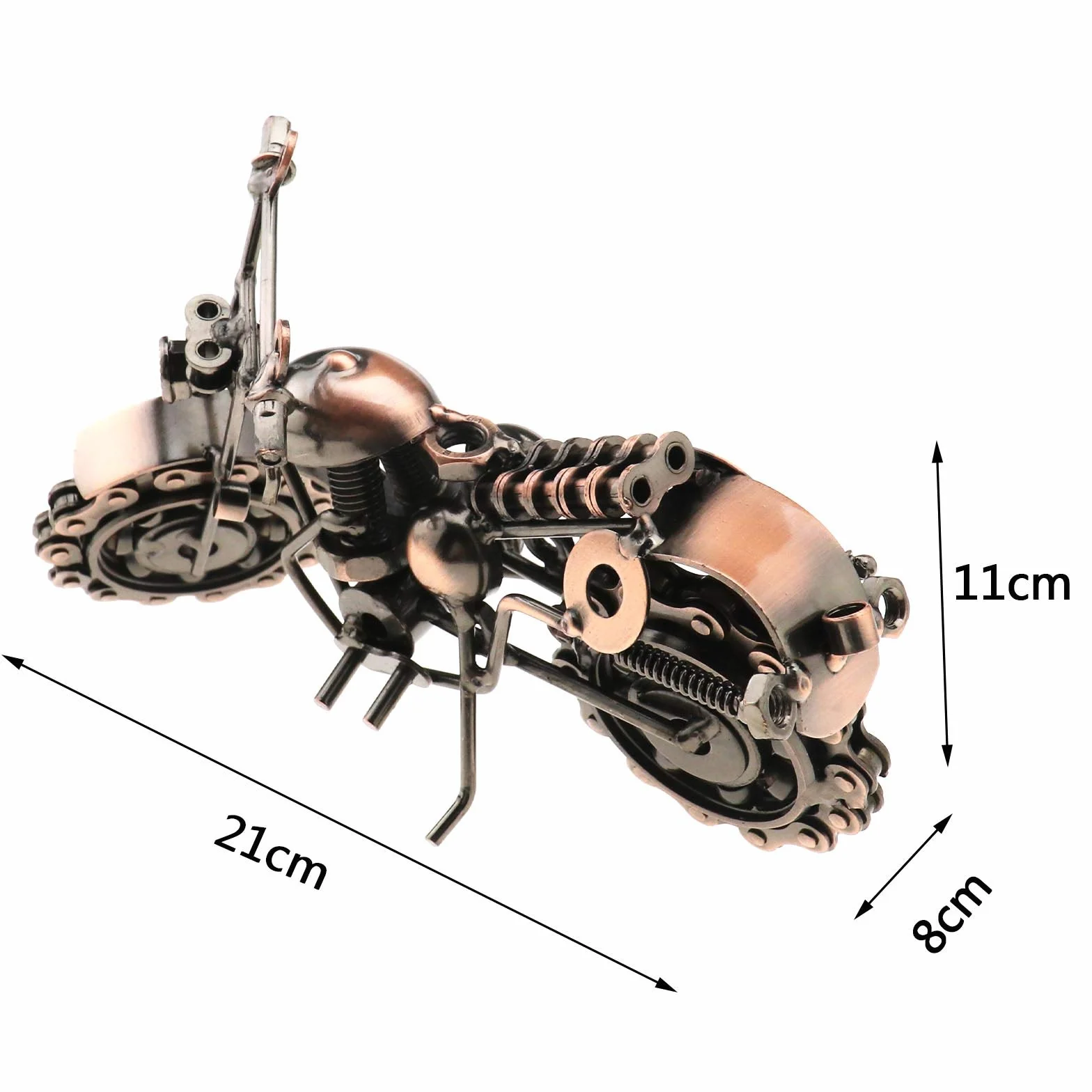 Retro Vintage metal motocykl brąz ręcznie metalowy model koła łańcuchowego ornament sztuka rzeźba kolekcjonerska prezent