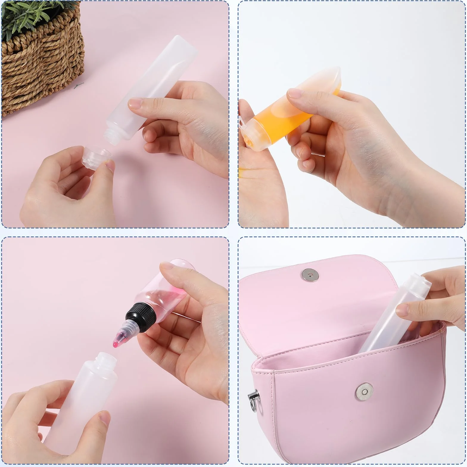 Piriuuo Zestaw 5 pustych tubek do wielokrotnego napełniania, 20 ml, 30 ml, przezroczyste tubki na pastę do zębów, małe podróżne, pojemniki na kosmetyki, przenośne, szczelne tubki na żel pod prysznic