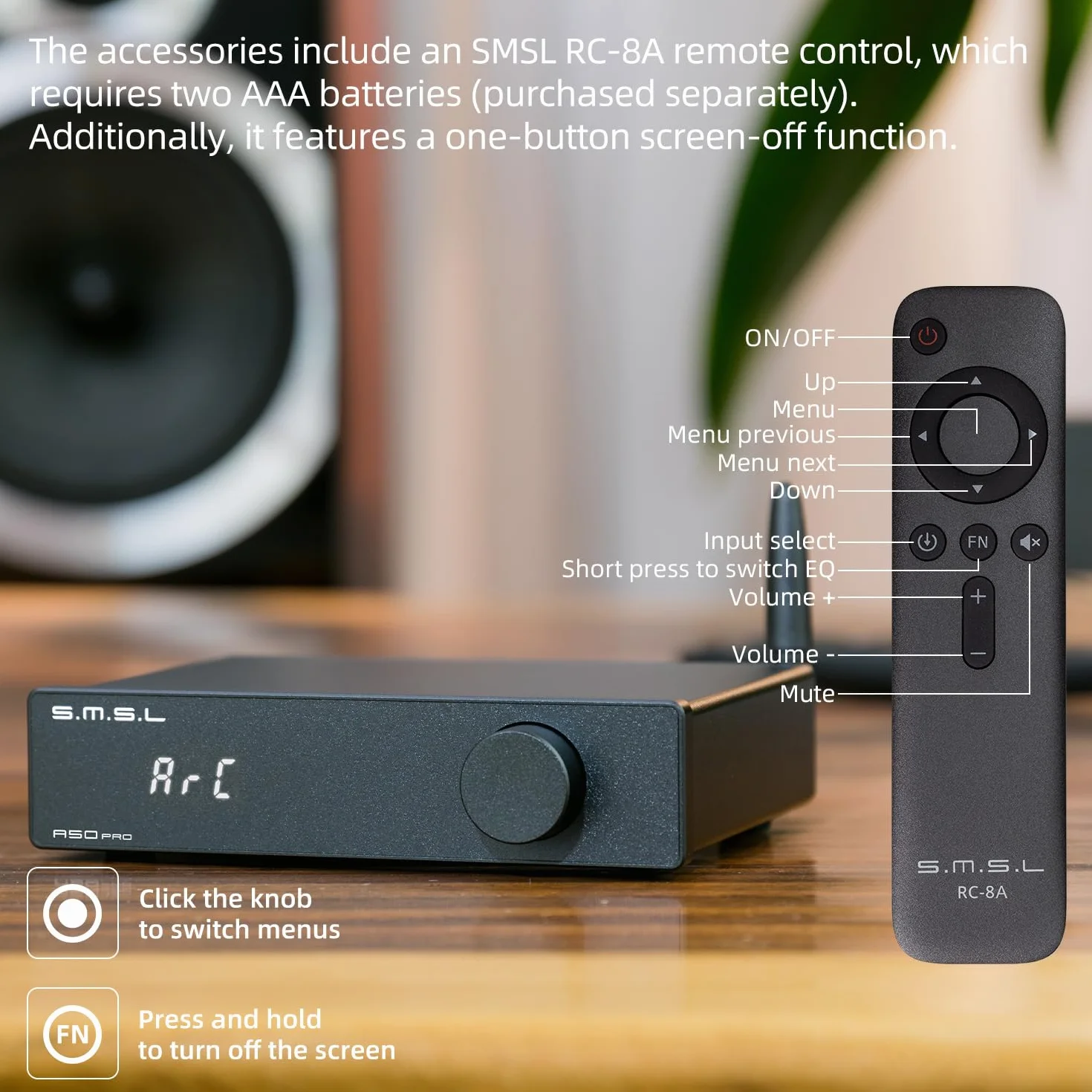 S.M.S.L A50PRO Wzmacniacz mocy HiFi, filtr górno-/dolnoprzepustowy 2.1-kanałowy, układ MA12070P Infineon, wejście Bluetooth 5.0/USB/HDMI/AUX, pasywny subwoofer z regulacją głośności (A50 PRO)