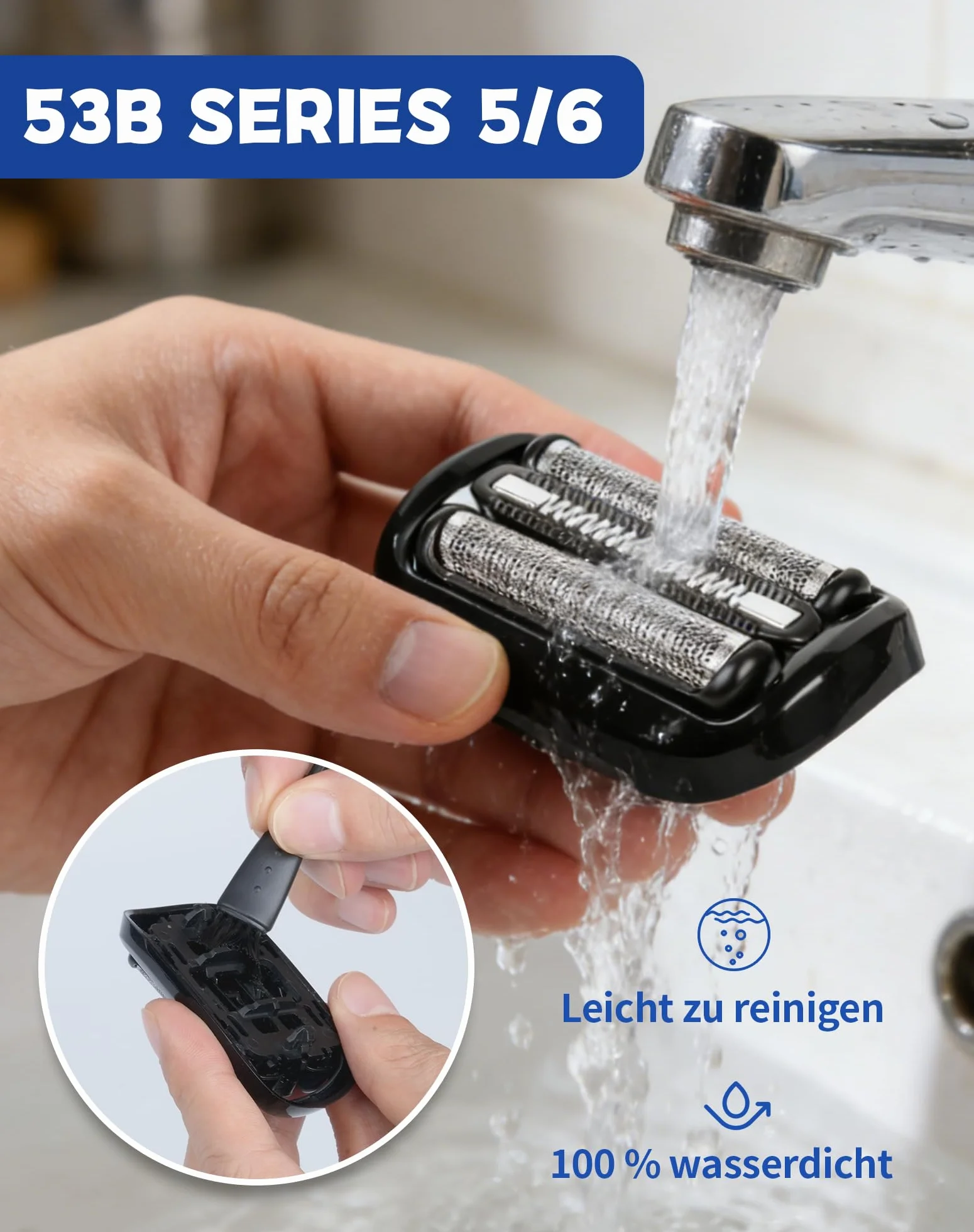 53B Głowica kompatybilna z golarką elektryczną Braun Series 5 & 6, głowica do golarki, seria 5, zapasowa głowica do golarki dla mężczyzn 5050CS 5049S 5018S 5762 5764 6040CS 6075CC